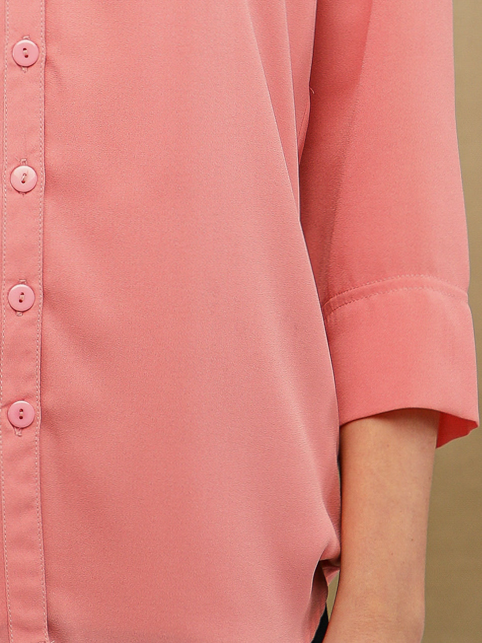 Fern Sequins Georgette Coral Shirt