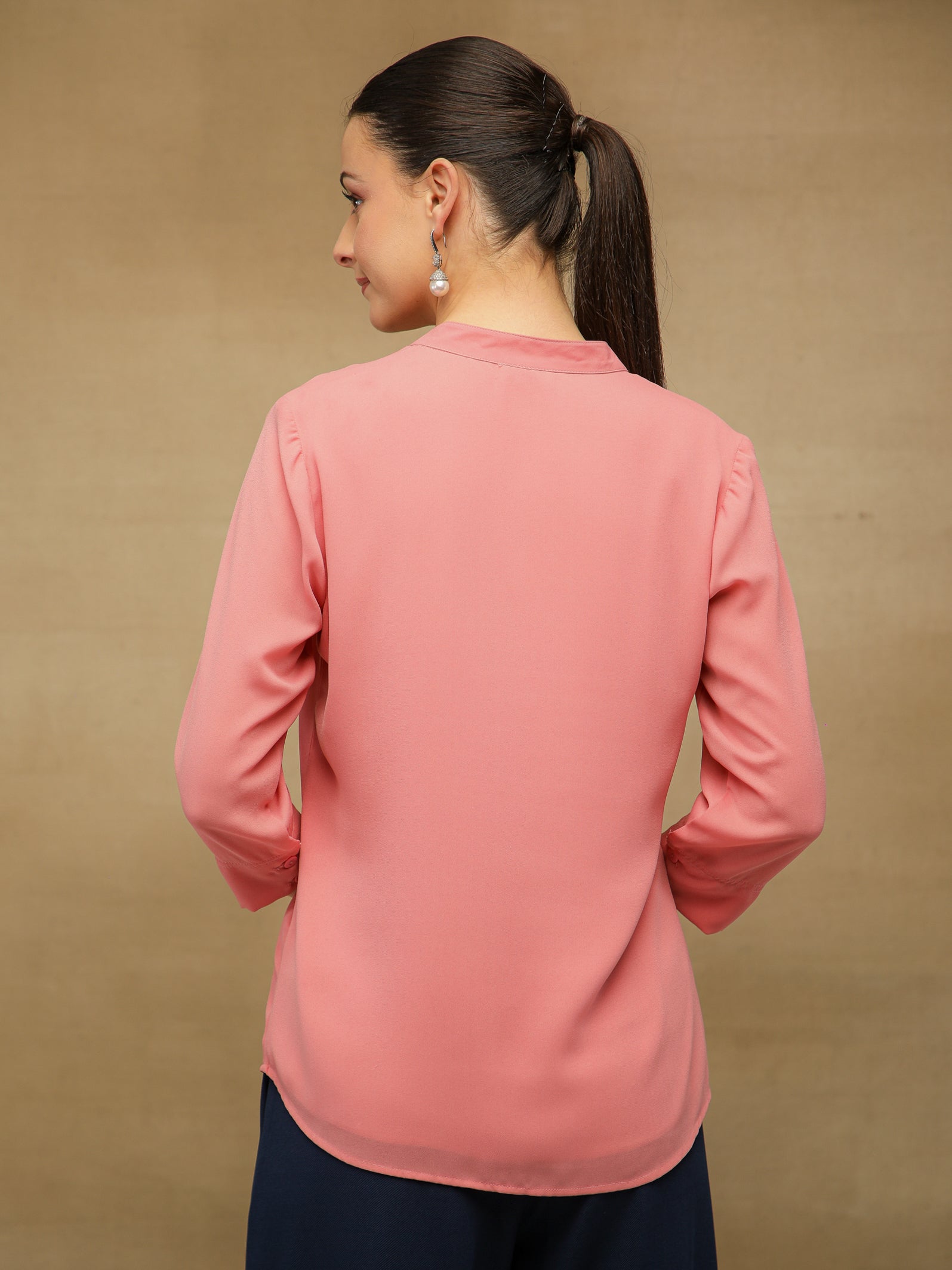 Fern Sequins Georgette Coral Shirt