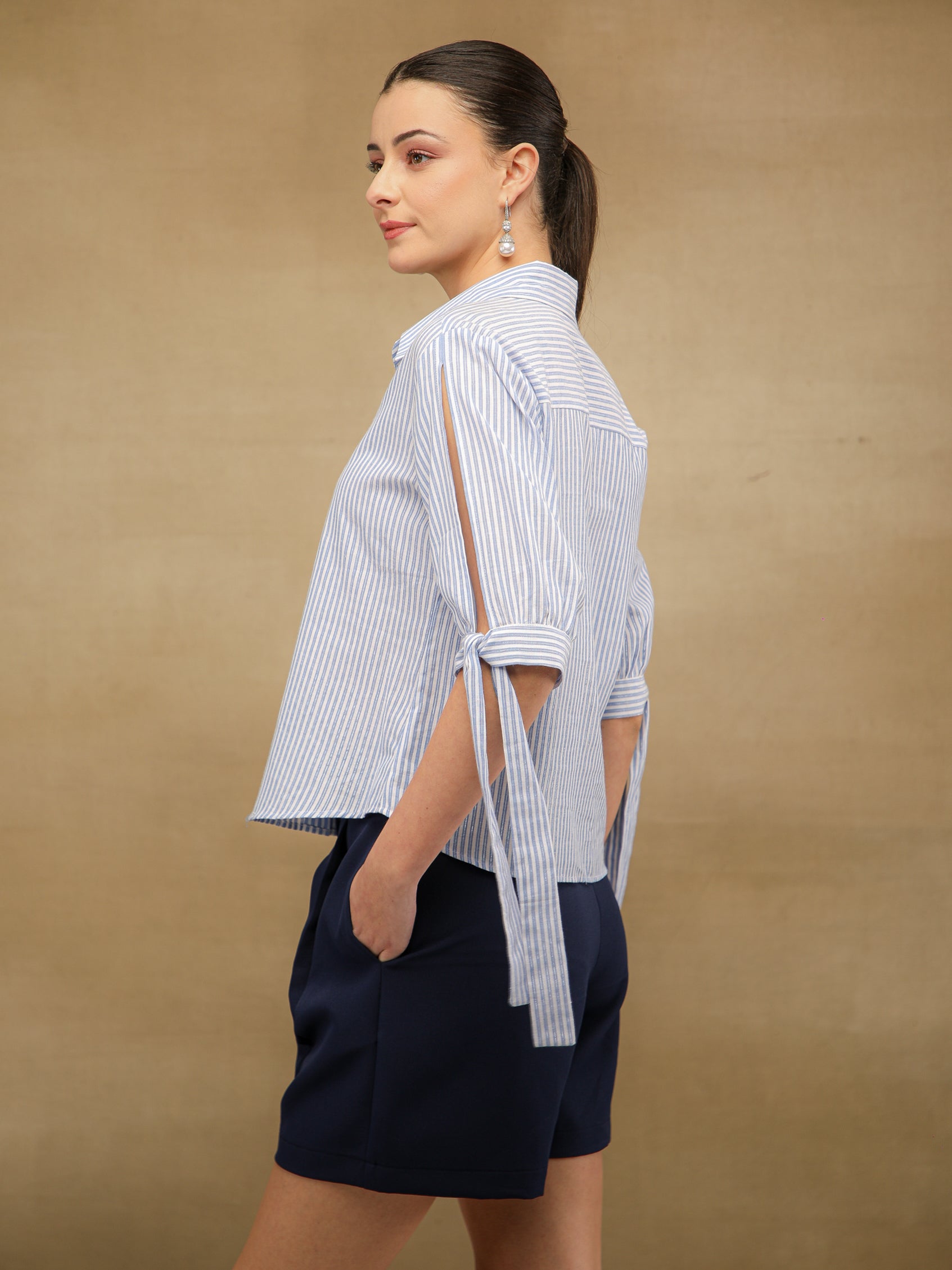 Lurex Stripe Short Shirt