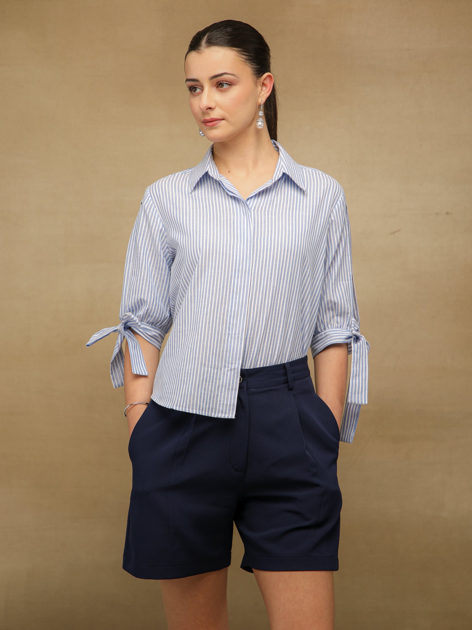 Lurex Stripe Short Shirt