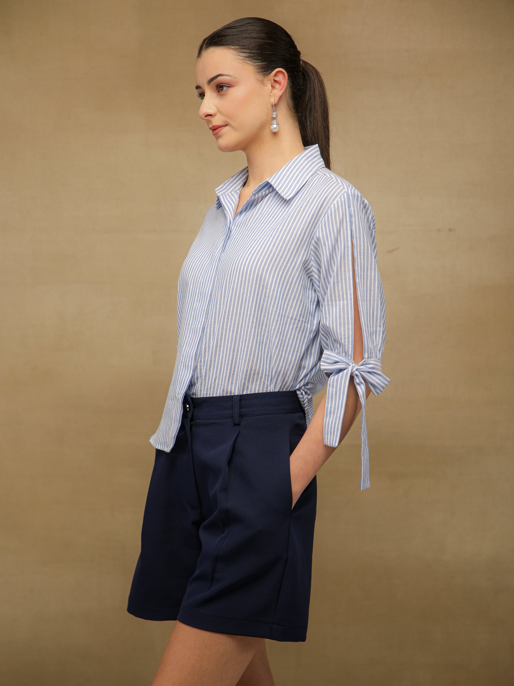 Lurex Stripe Short Shirt
