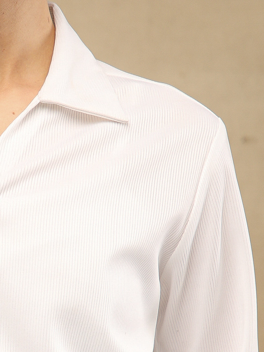 White Self Stripe Shirt