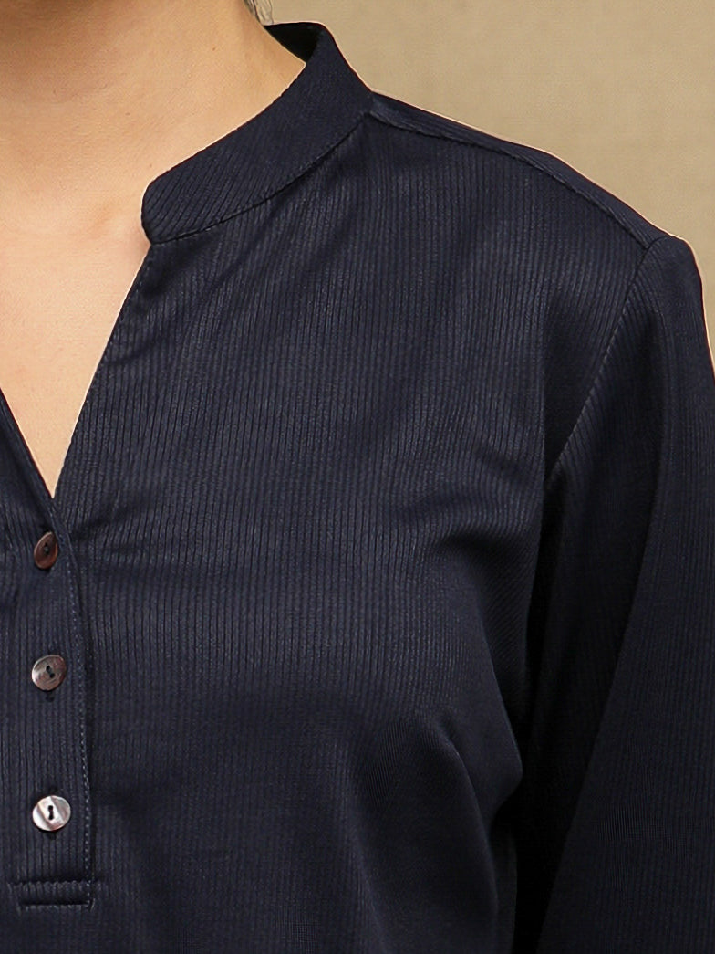 Self Stripe Navy Top