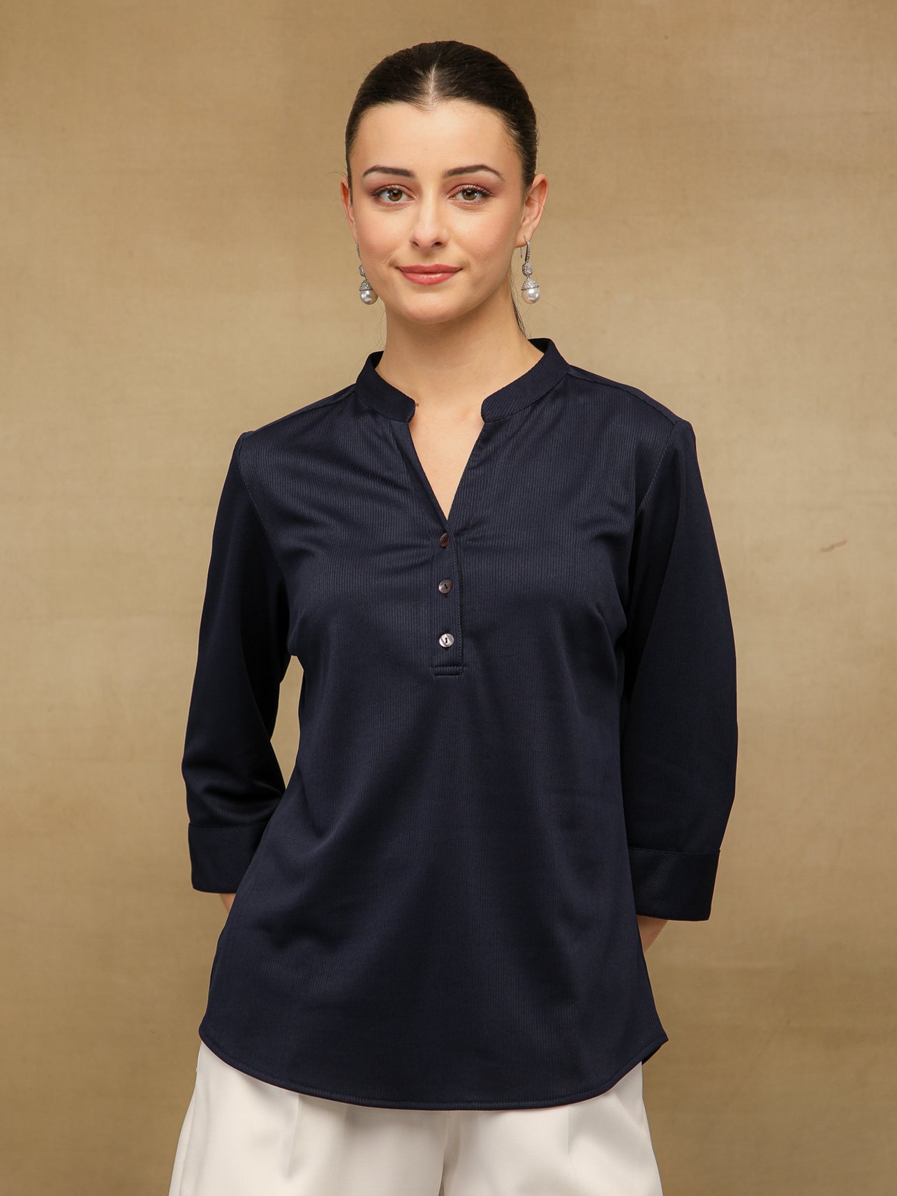 Self Stripe Navy Top