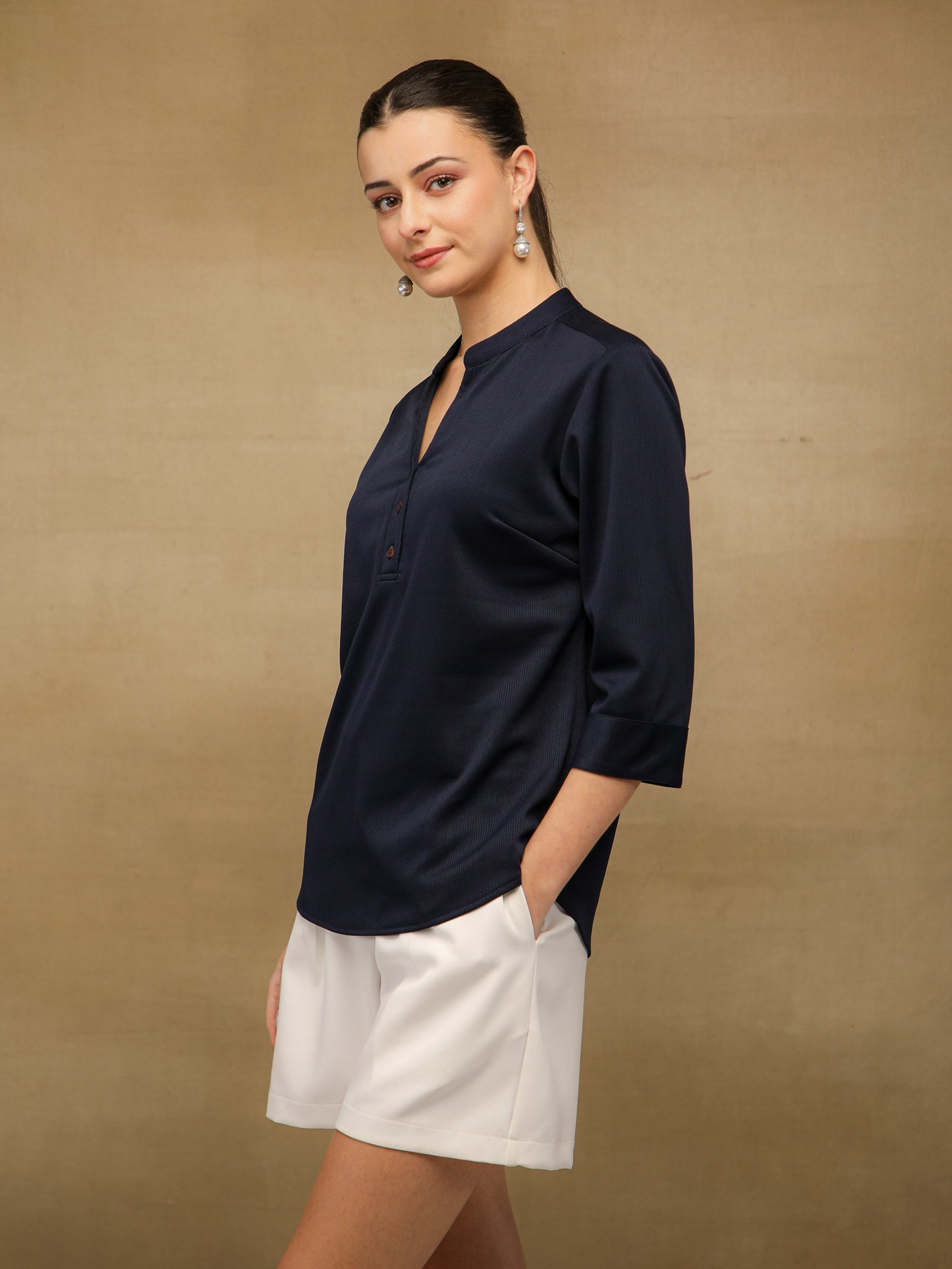 Self Stripe Navy Top