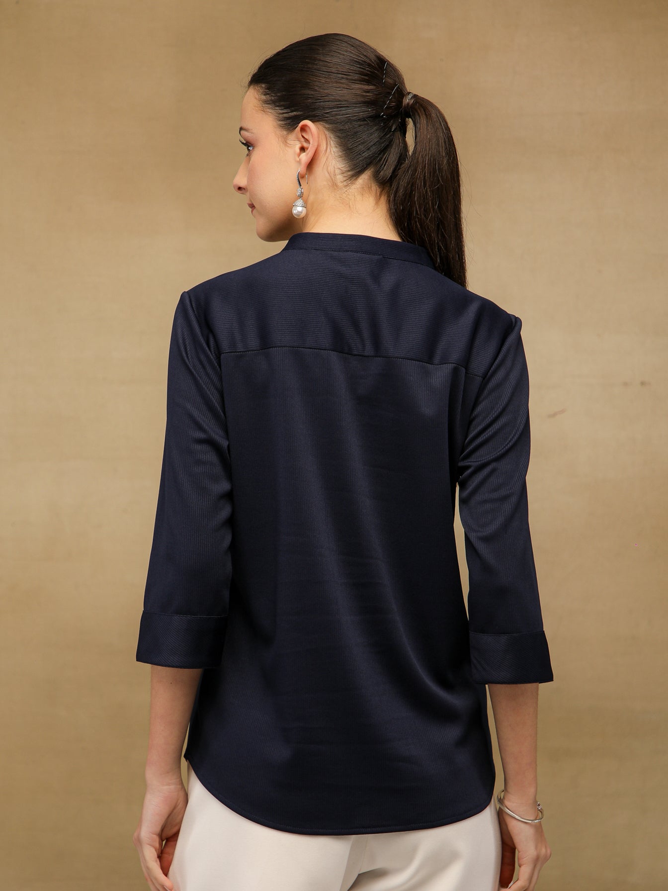 Self Stripe Navy Top