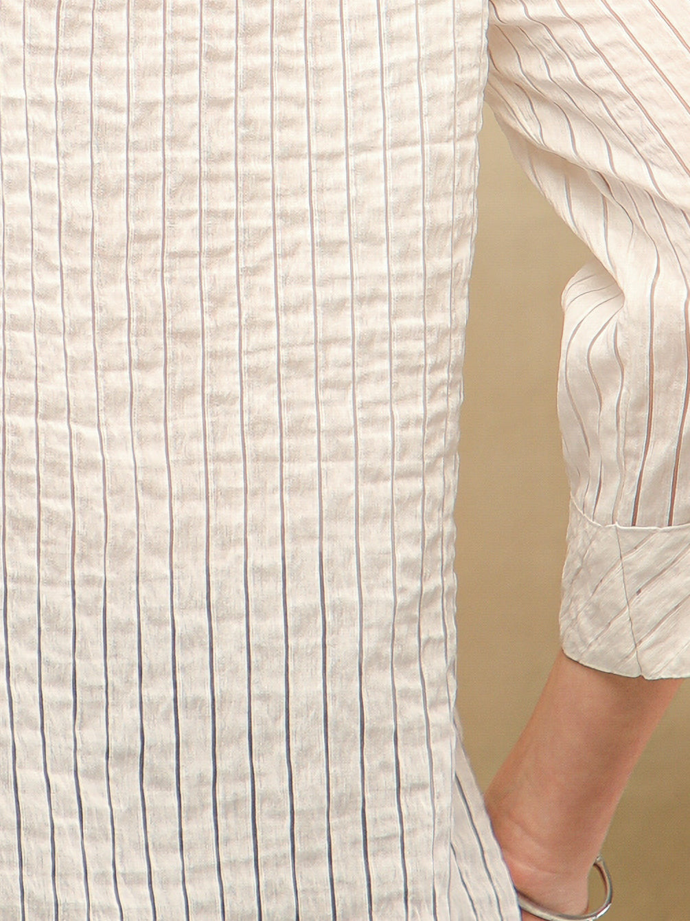 Burnt Out Stripe White Shirt