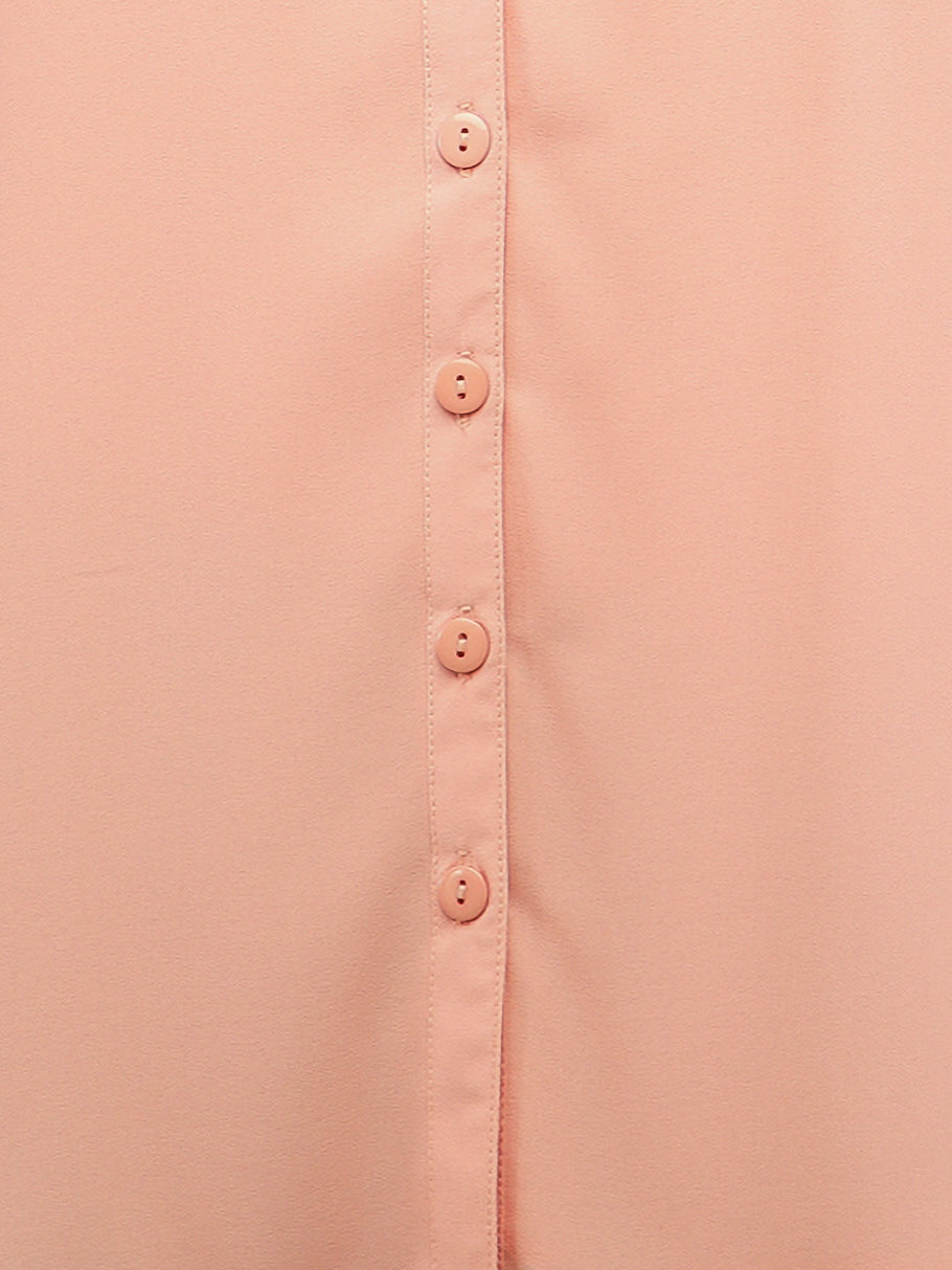 Fern Sequins Georgette Peach Shirt