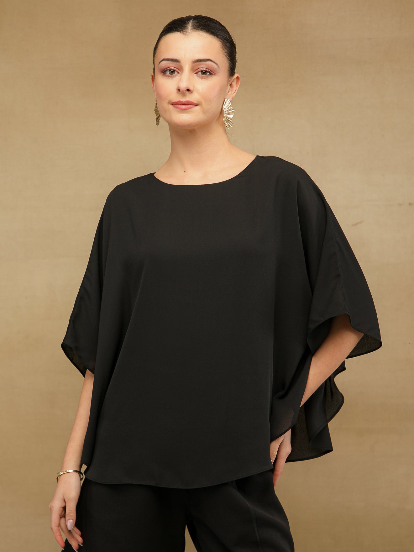 Black Poncho Top