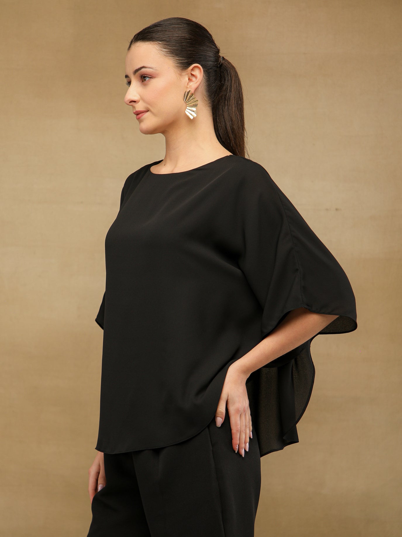 Black Poncho Top
