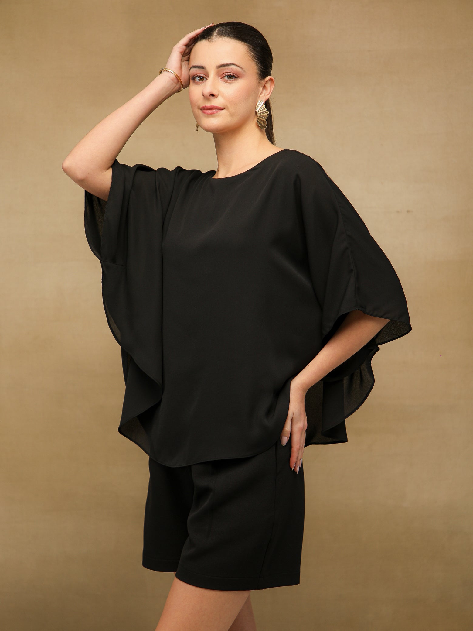 Black Poncho Top