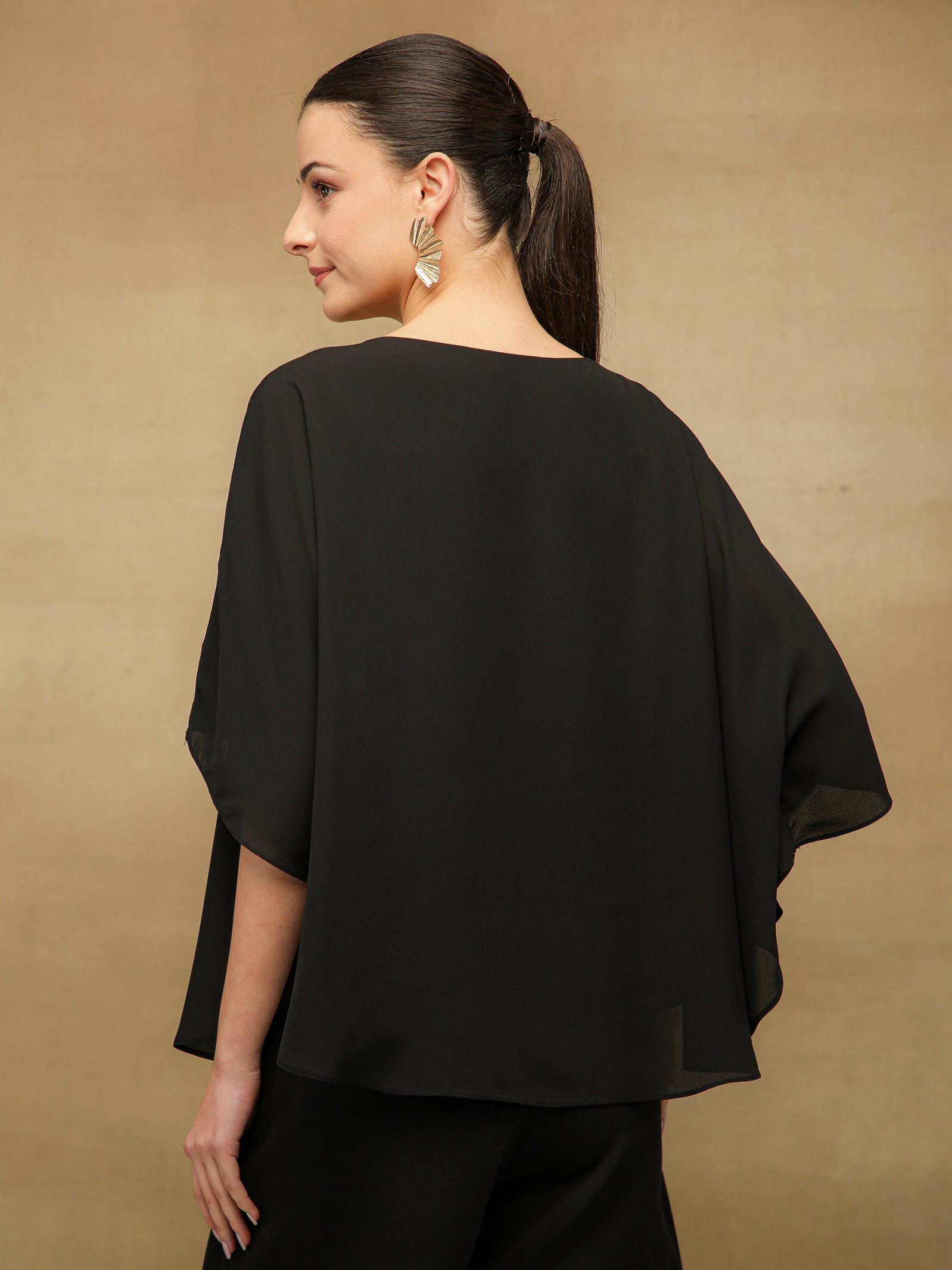 Black Poncho Top