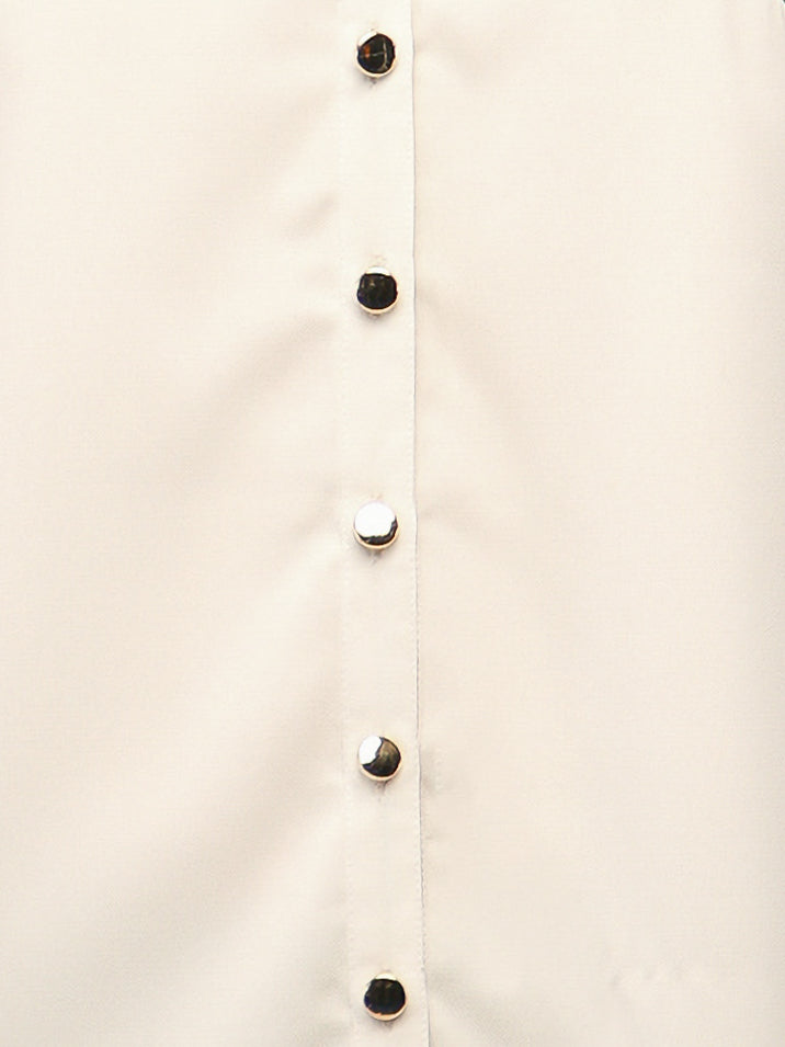 Dual Floral Sequins White Shirt