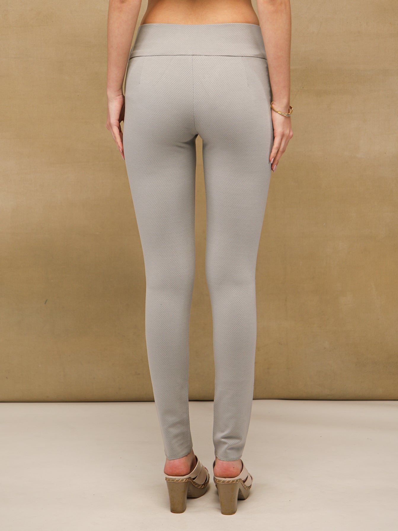 Stone Grey Textured Skinny Pants