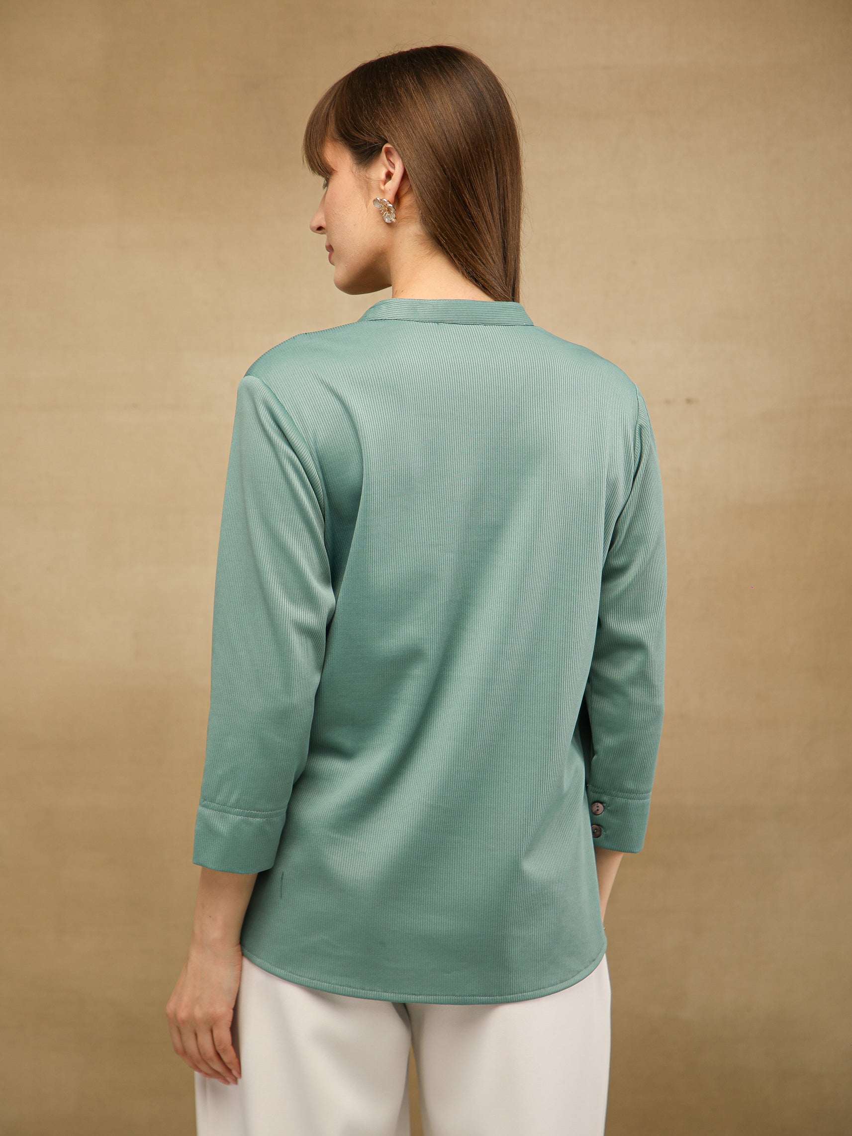 Mint Self Stripe Shirt