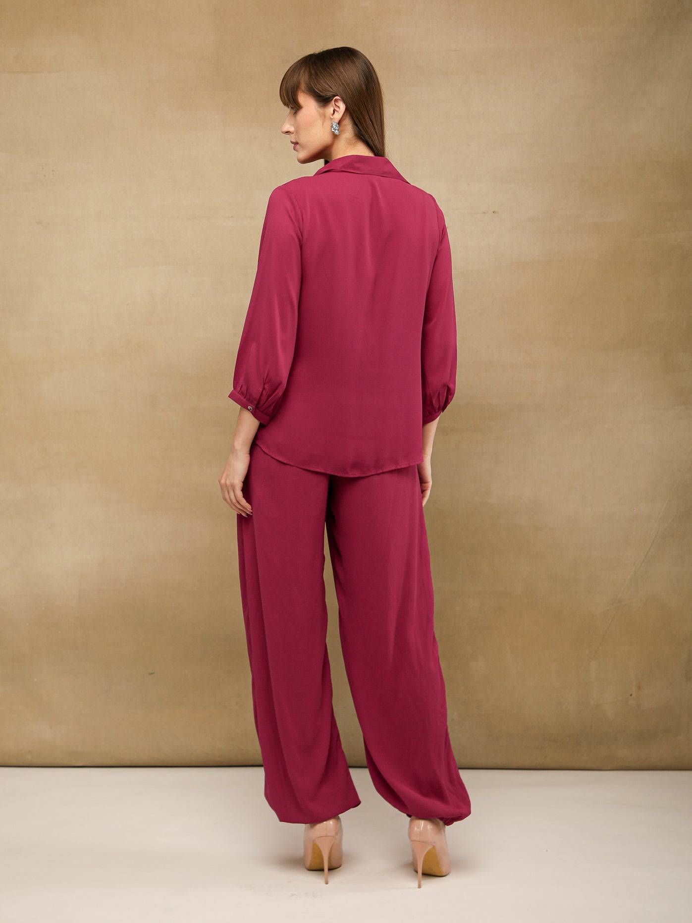 Butterfly Sequins Burgundy Shirt