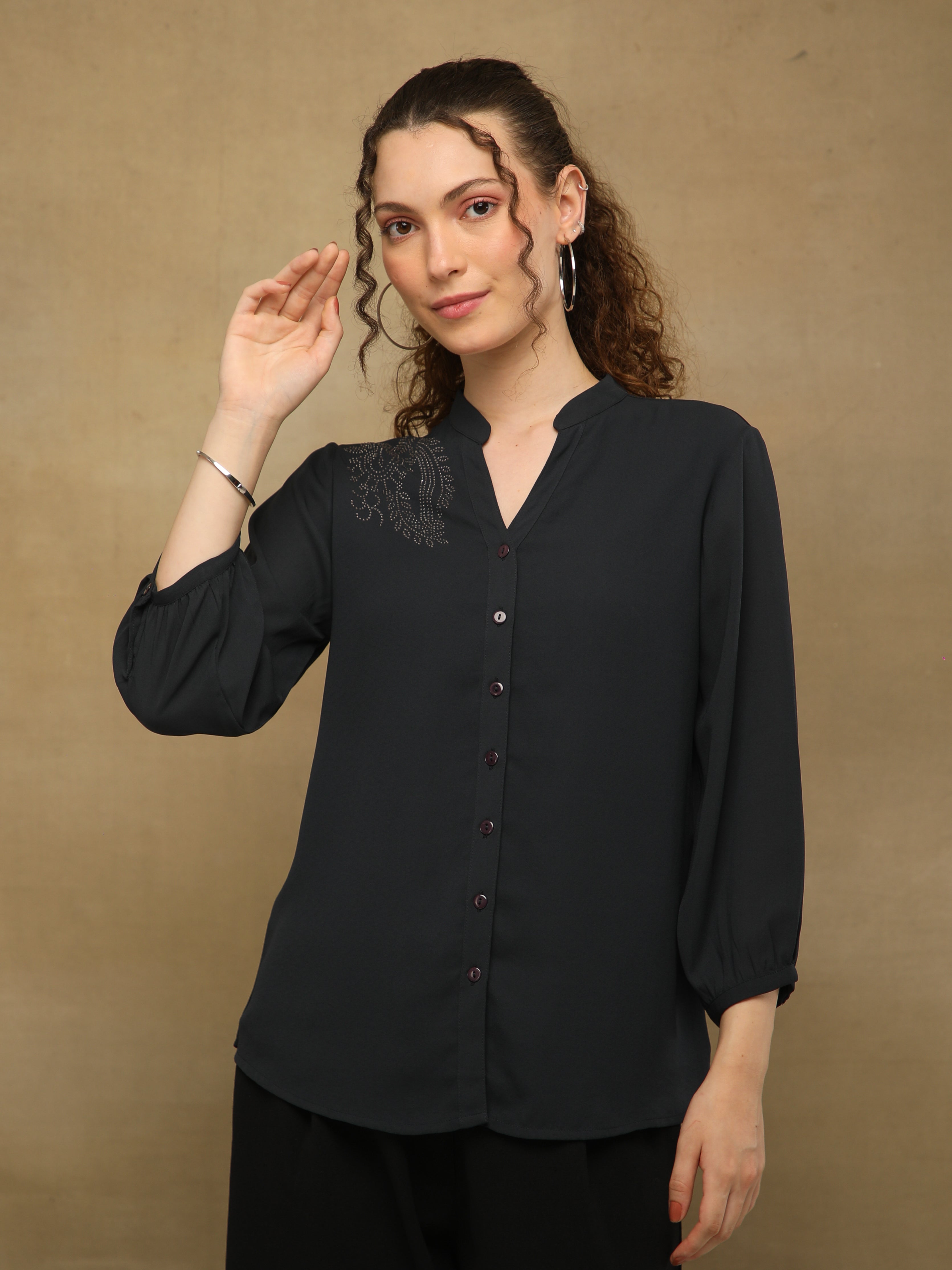 Dark Grey Swarovski Shirt