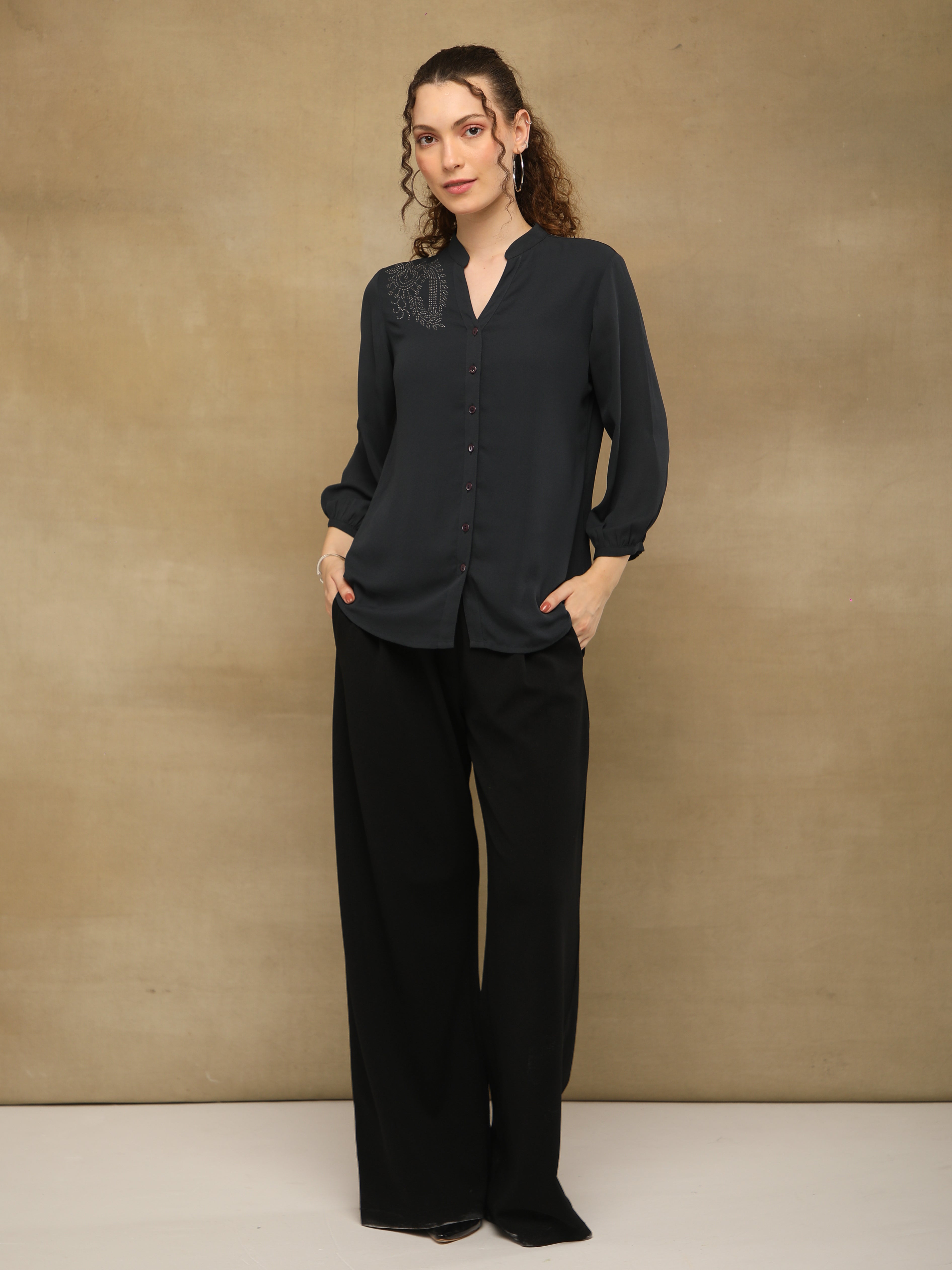 Dark Grey Swarovski Shirt