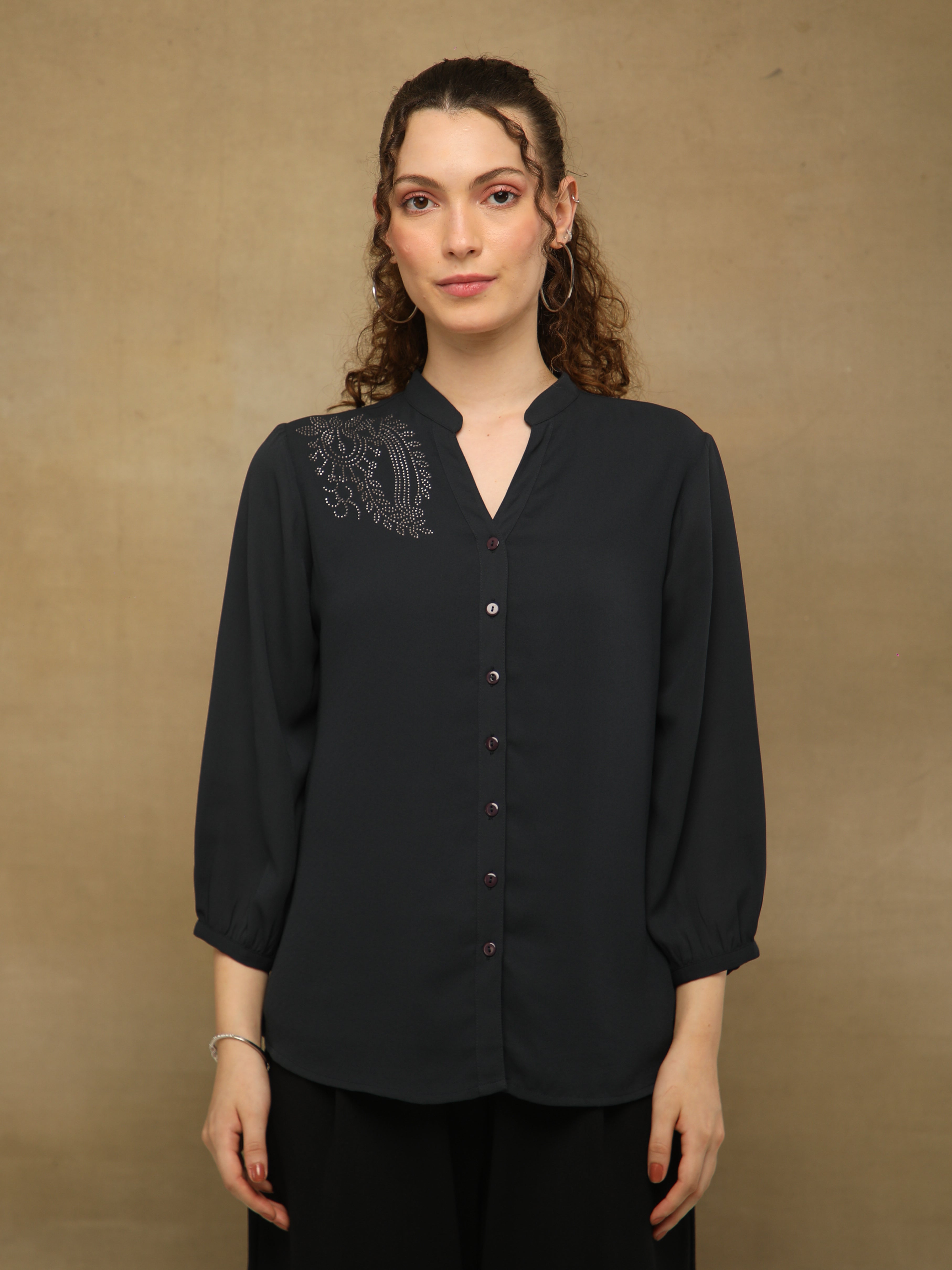 Dark Grey Swarovski Shirt