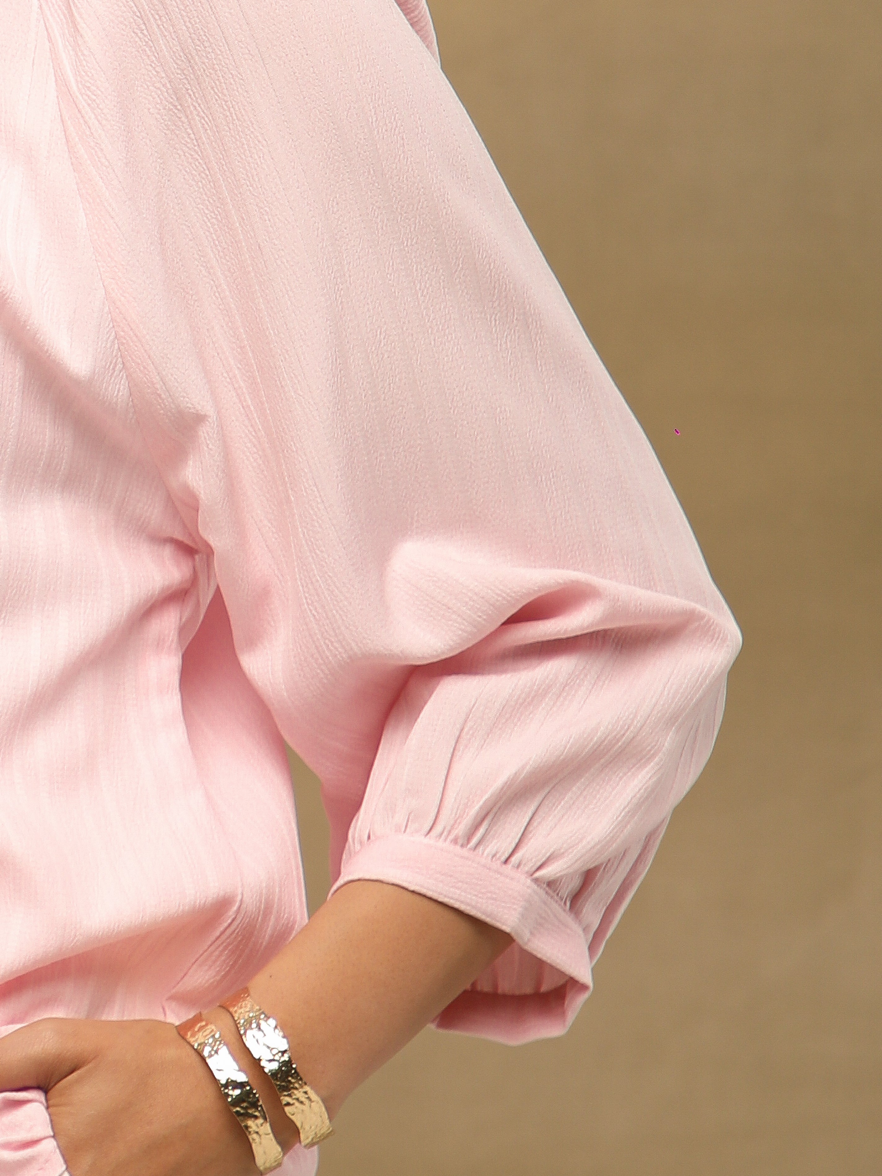 Self Stripe Textured Baby Pink Top