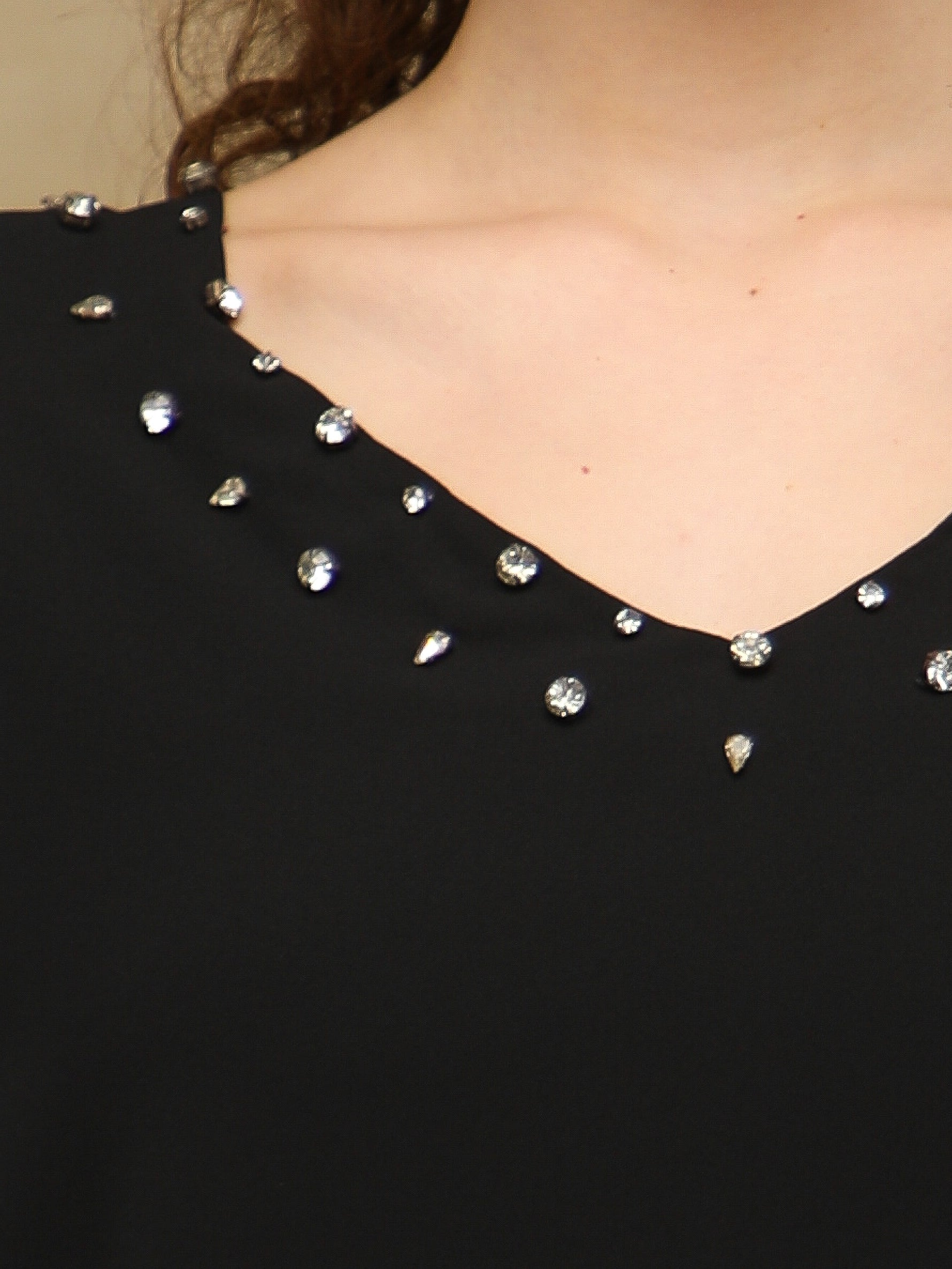 Rhinestone Georgette Black Top