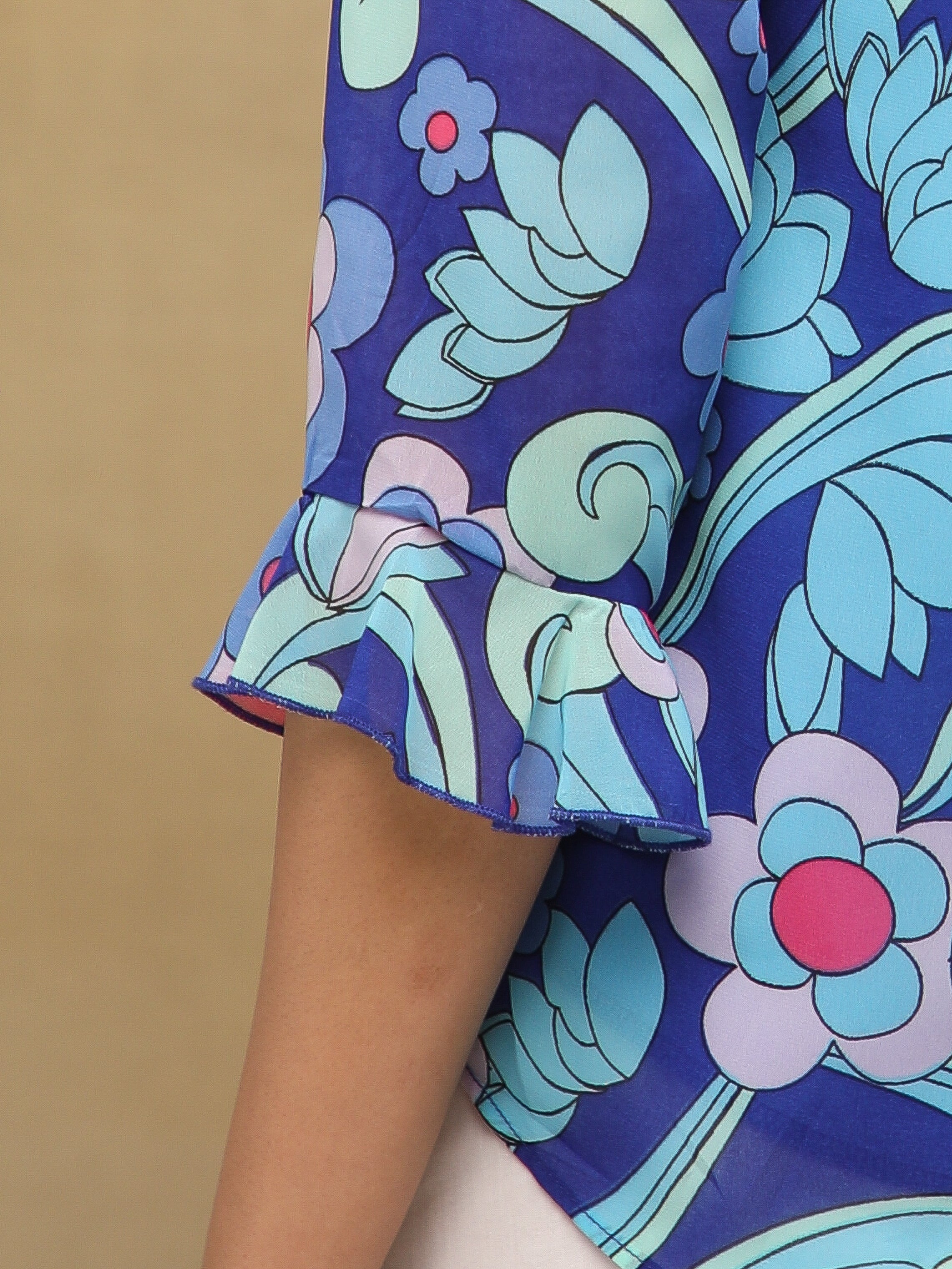Cobalt Floral Tie-Up Top