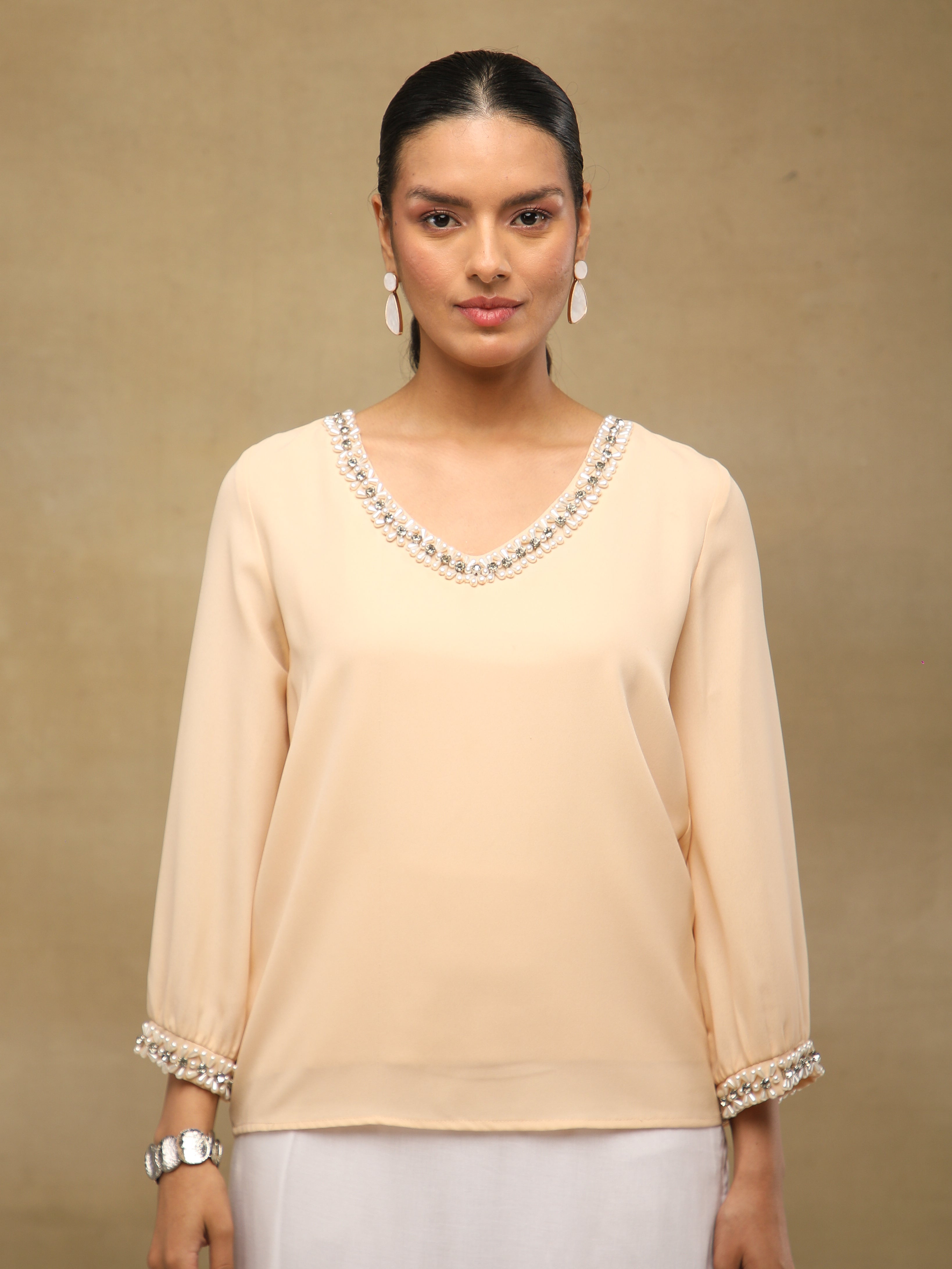 Champagne Embellished Blouse