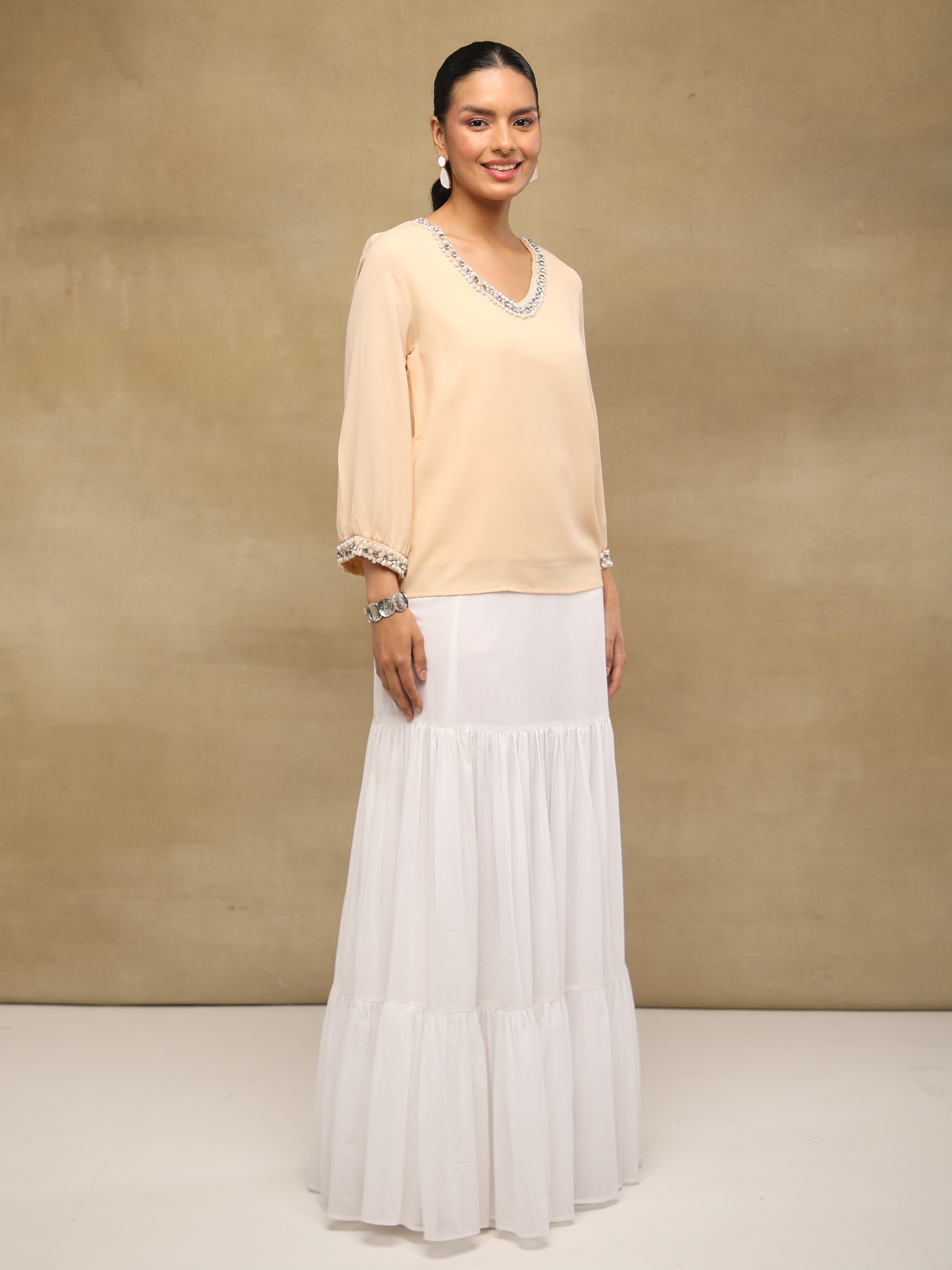 Champagne Embellished Blouse