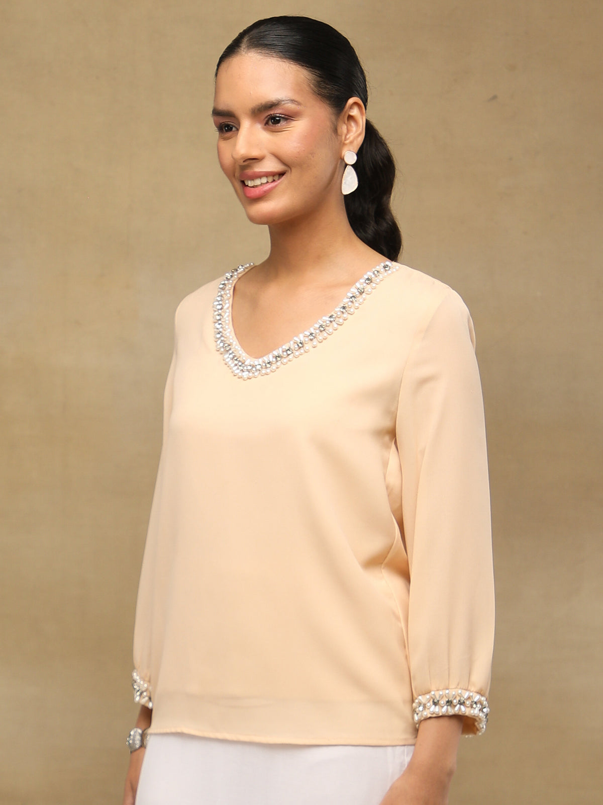 Champagne Embellished Blouse