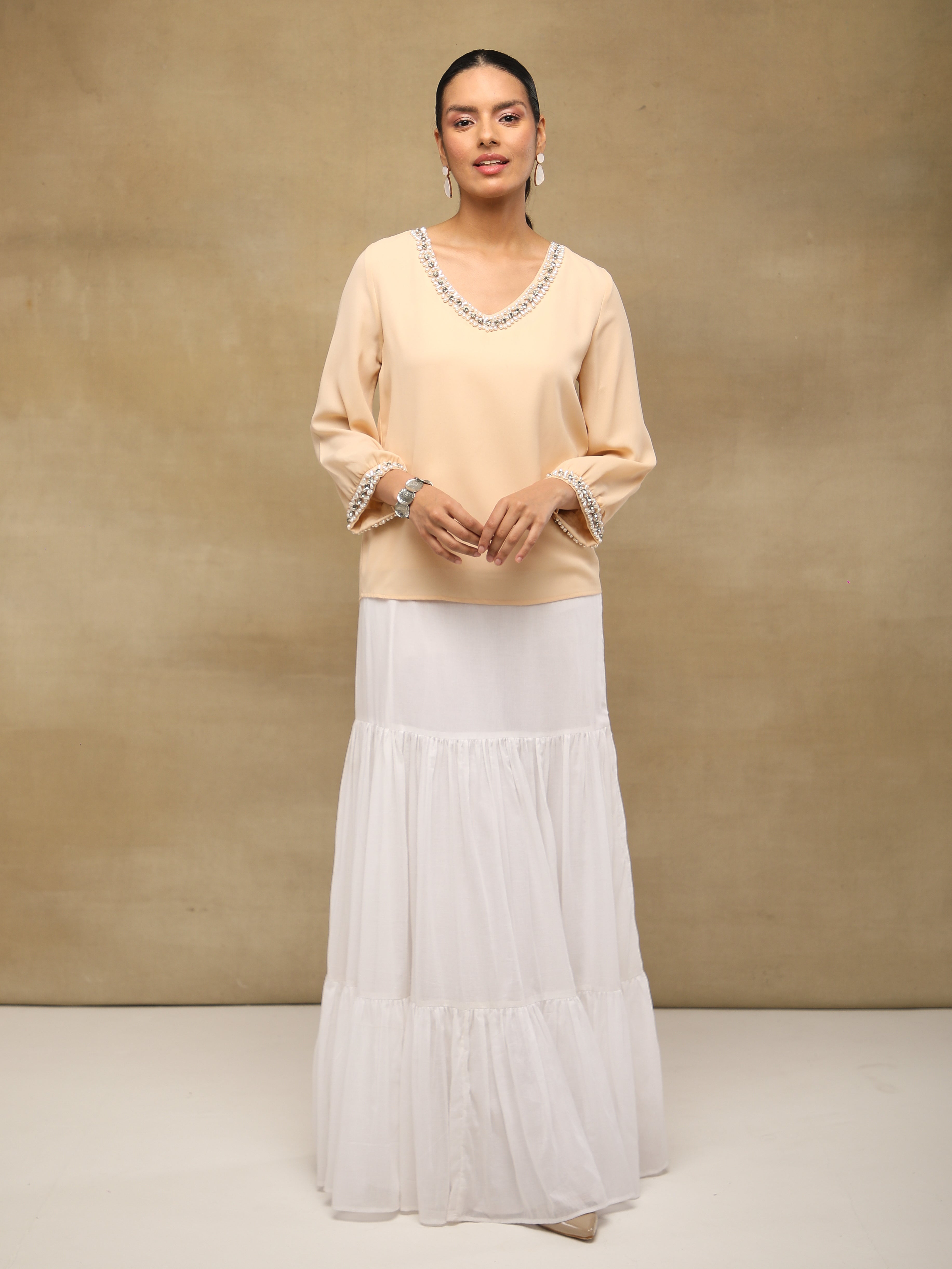 Champagne Embellished Blouse