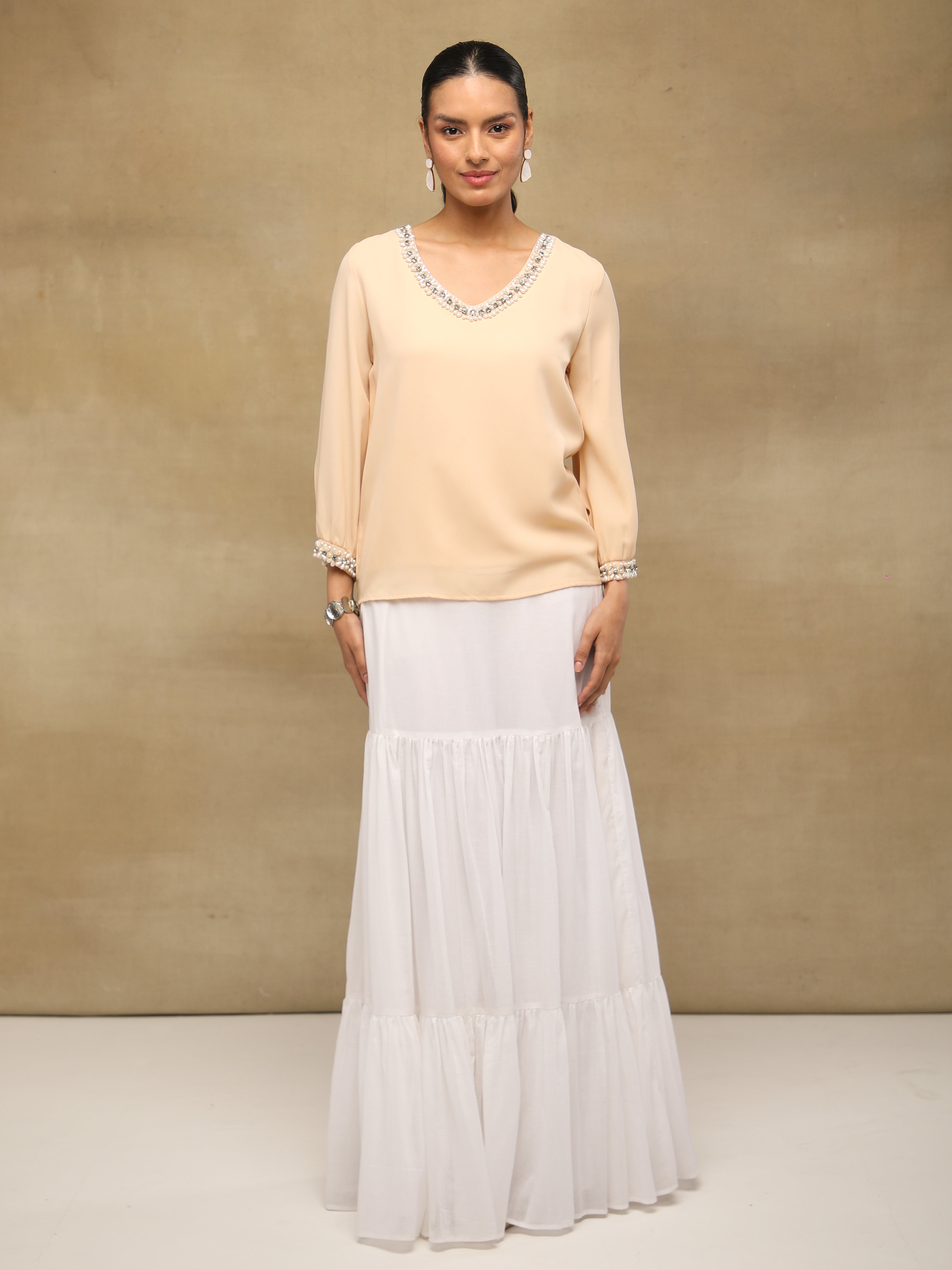 Champagne Embellished Blouse