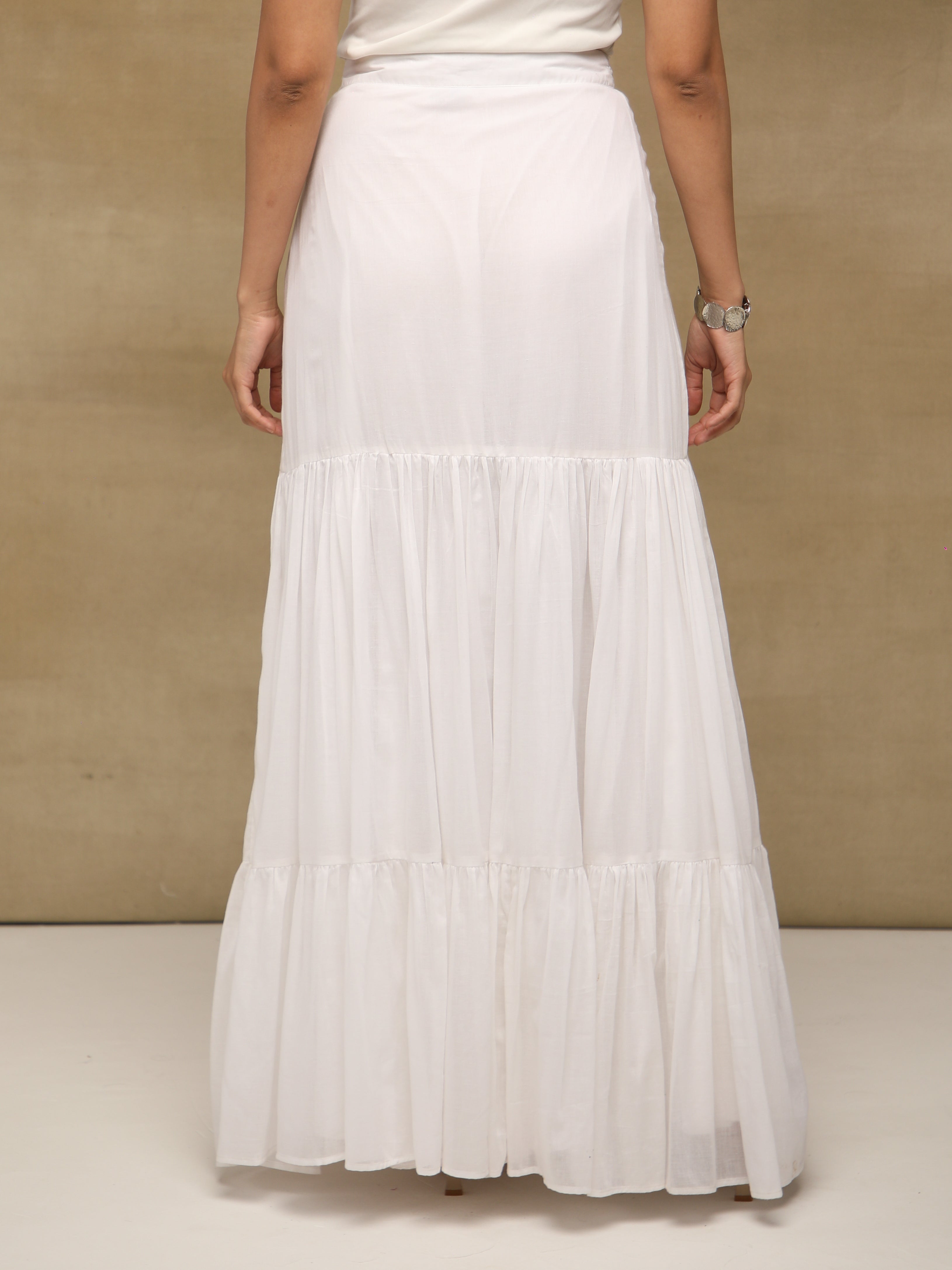 Ivory Tiered Maxi Skirt