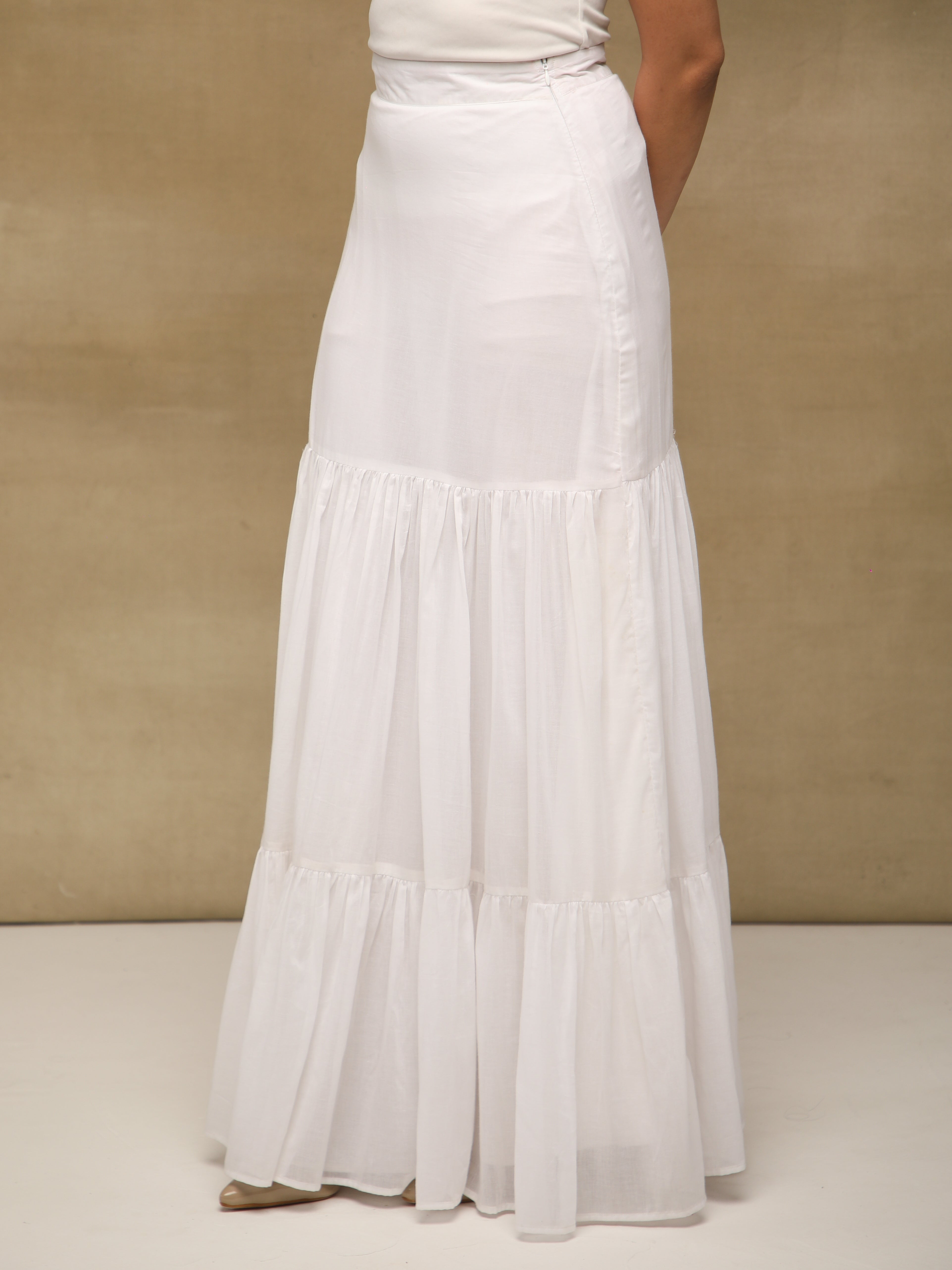 Ivory Tiered Maxi Skirt