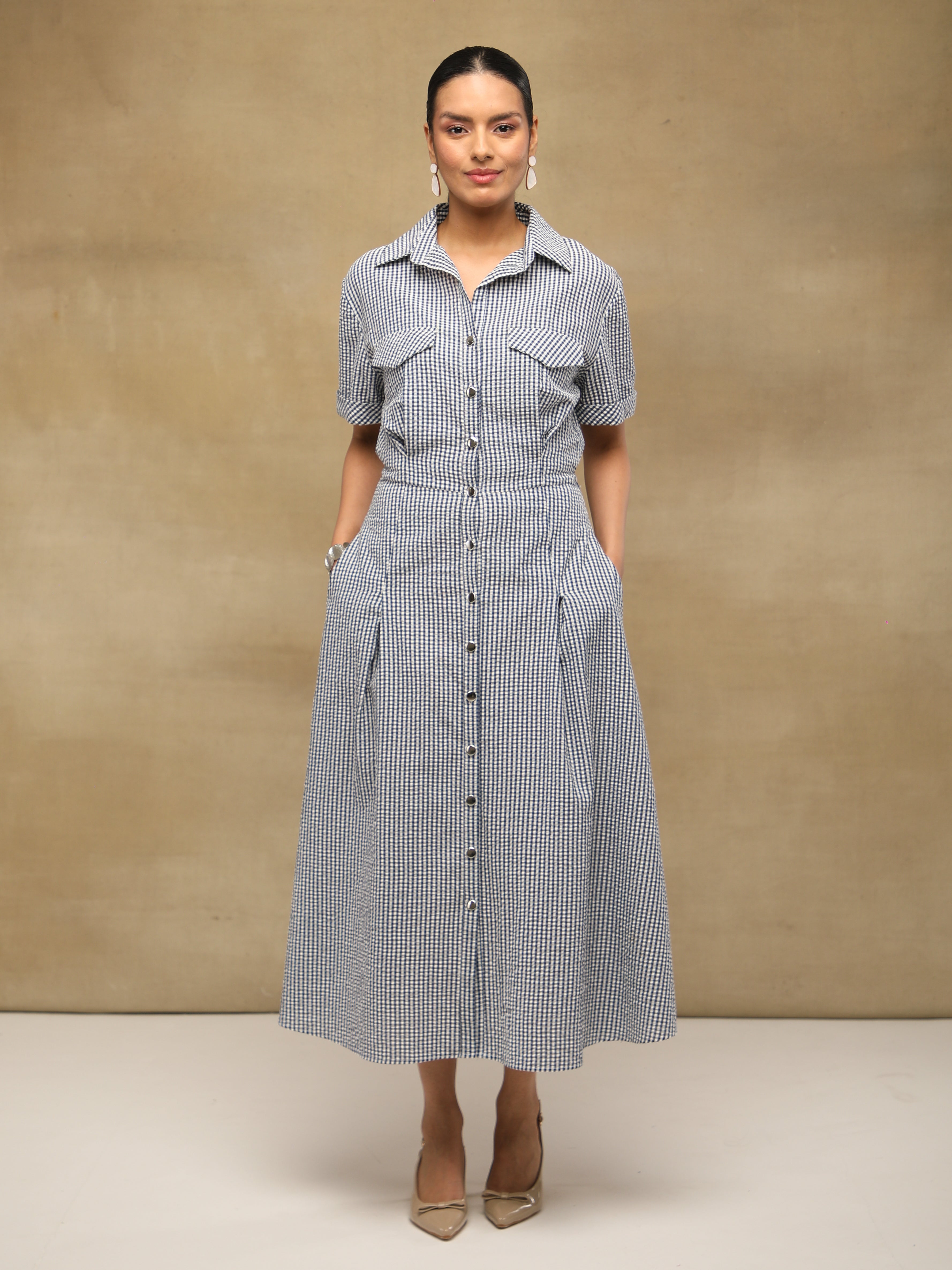Ghingham Midi Shirt Dress