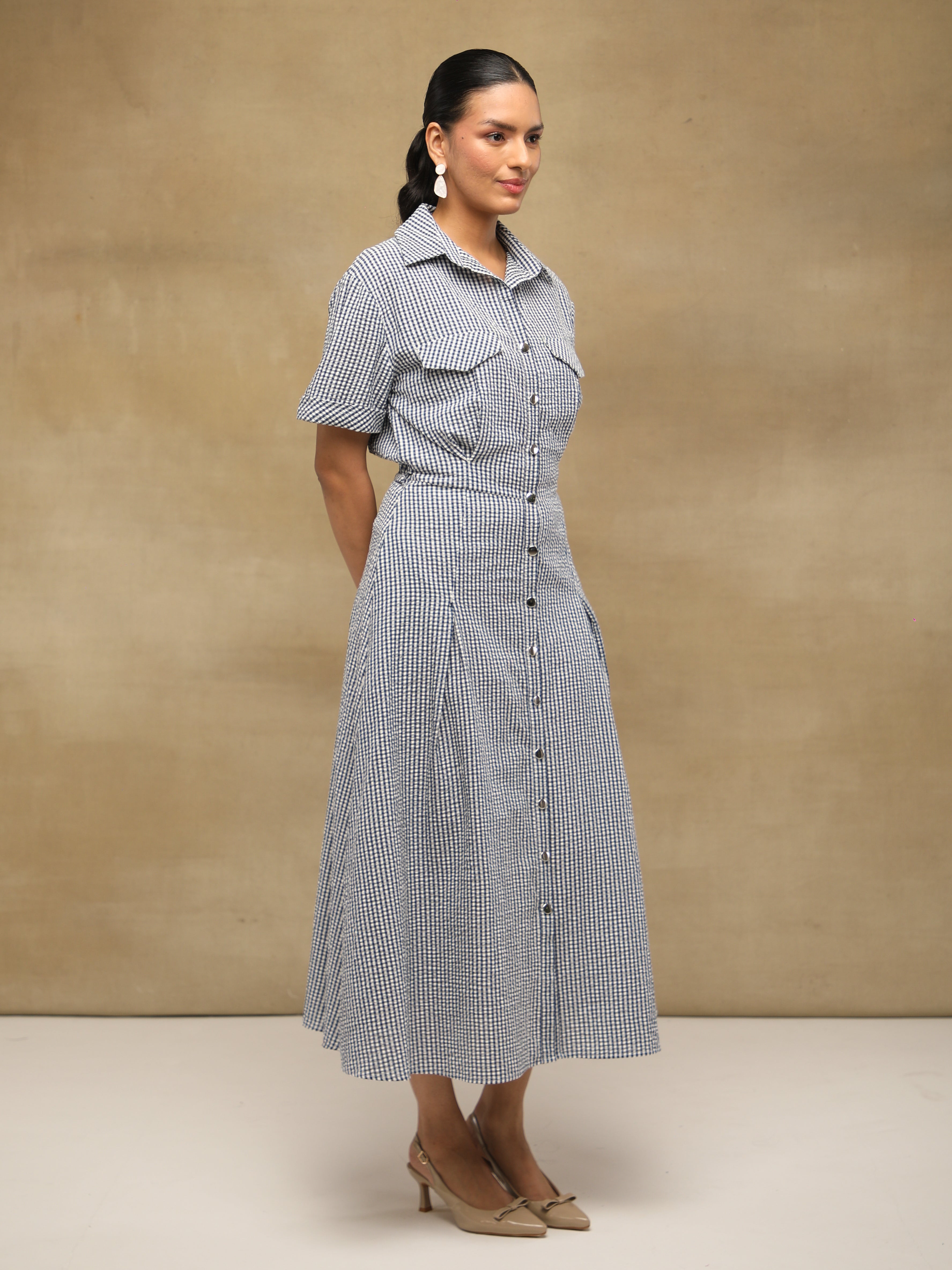 Ghingham Midi Shirt Dress