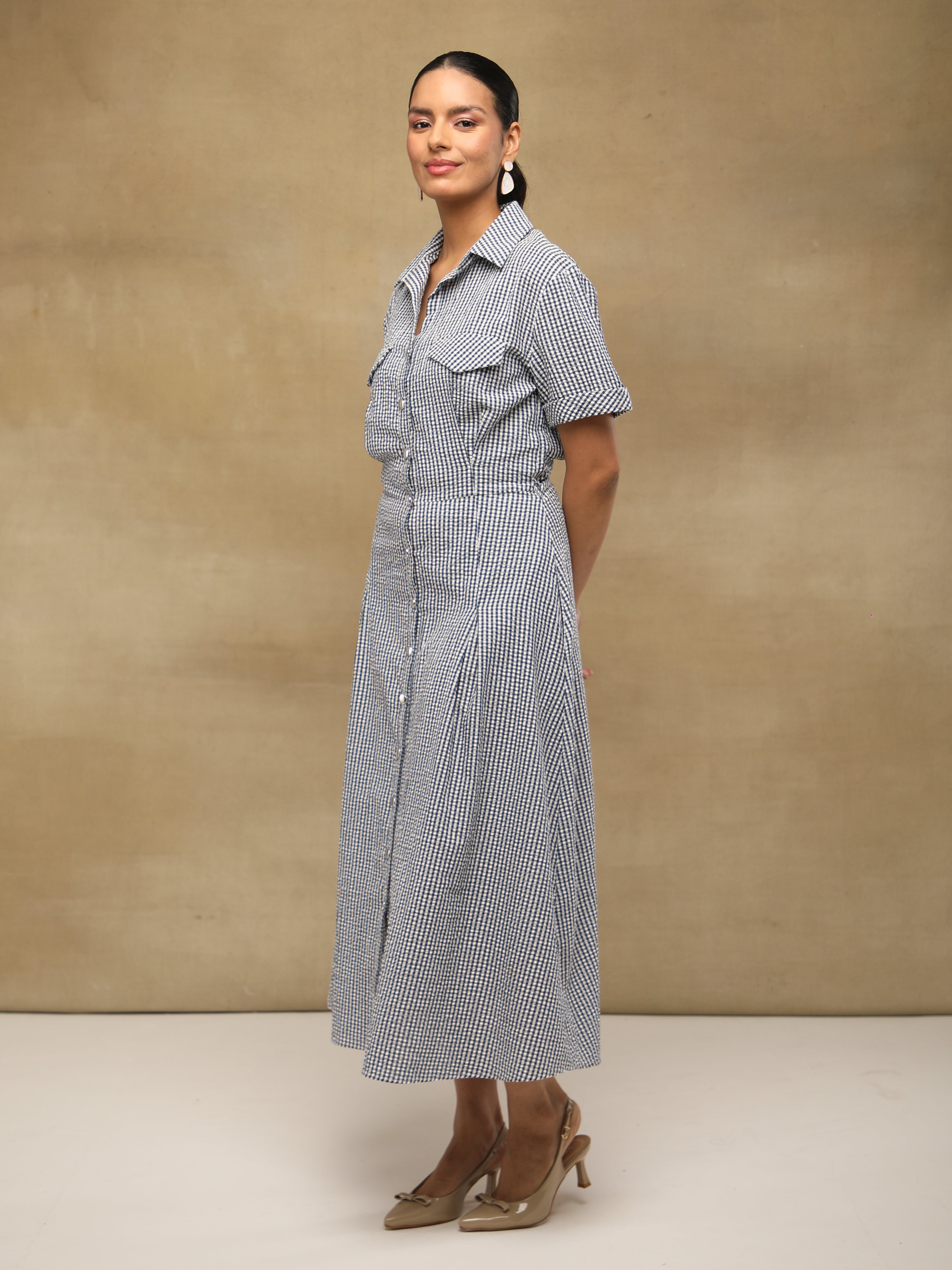 Ghingham Midi Shirt Dress