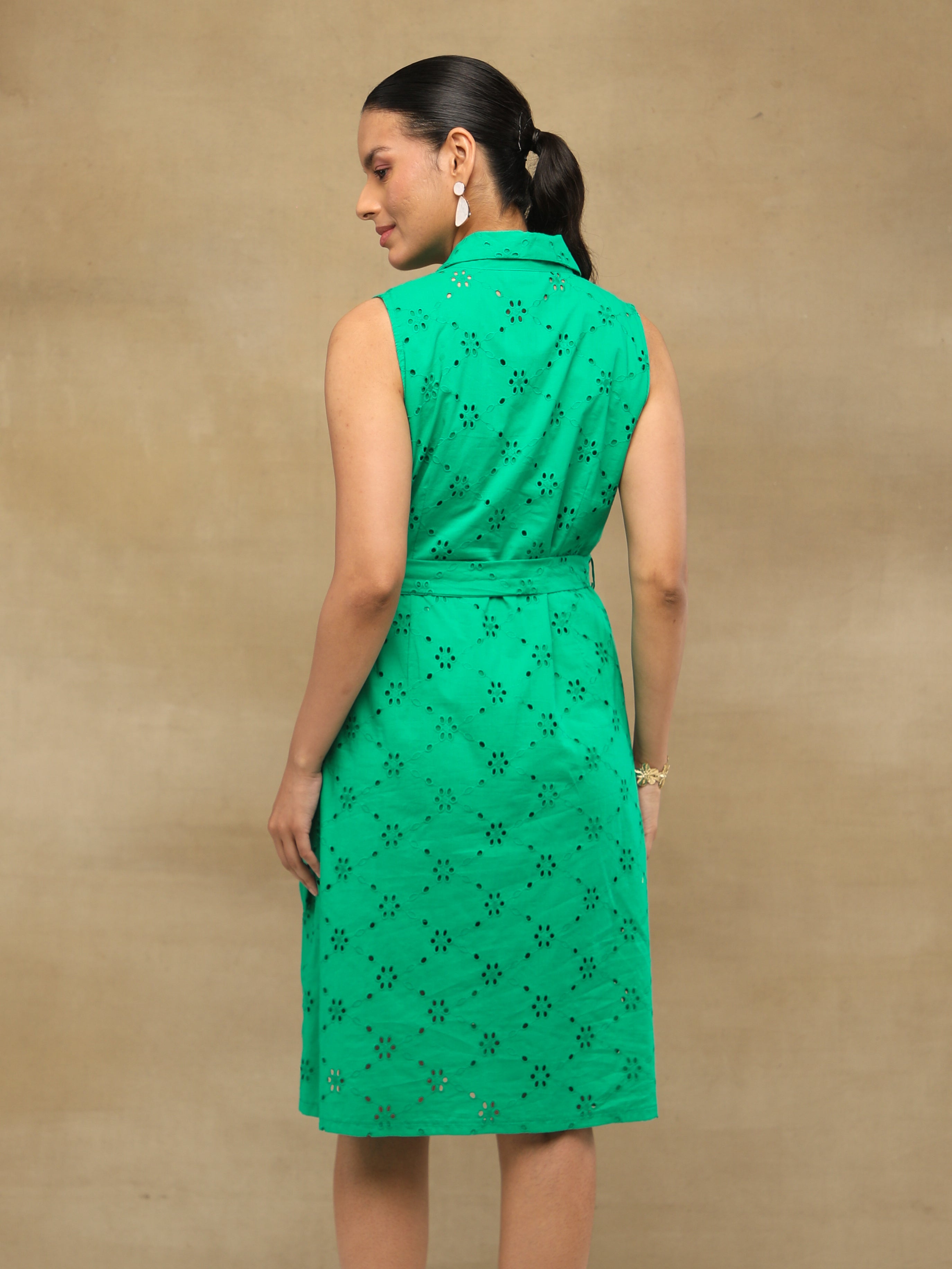 Emerald Schiffli Shirt Dress