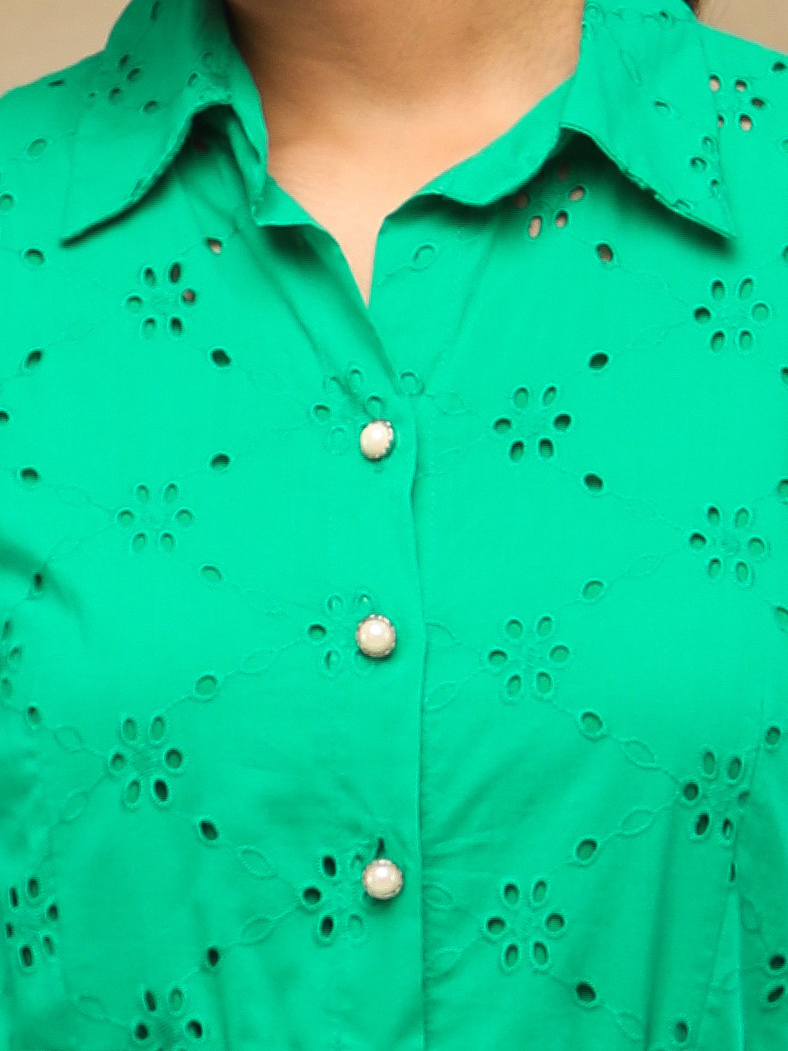 Emerald Schiffli Shirt Dress
