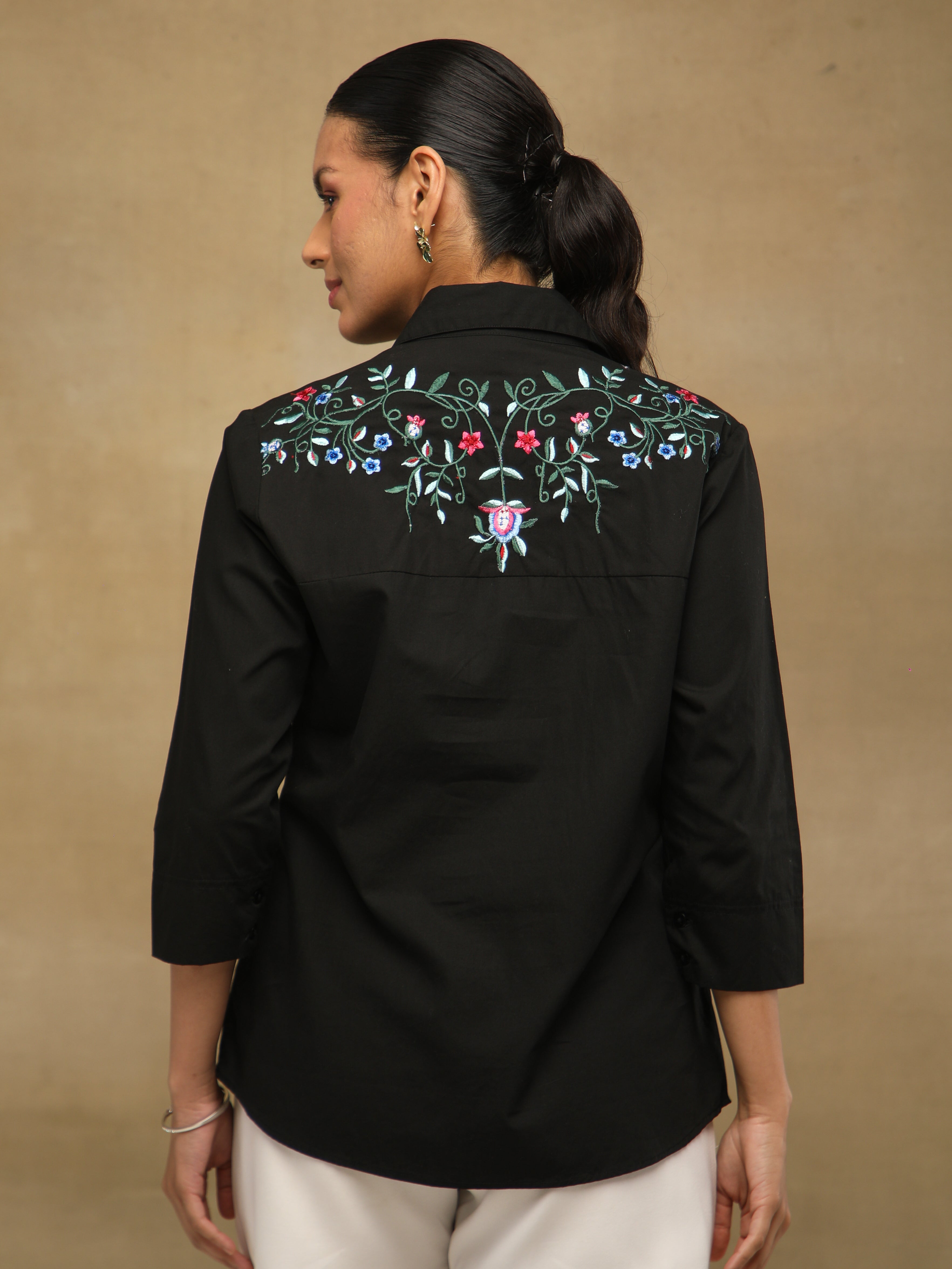 Coal Front-Back Embroidered Yoke Shirt