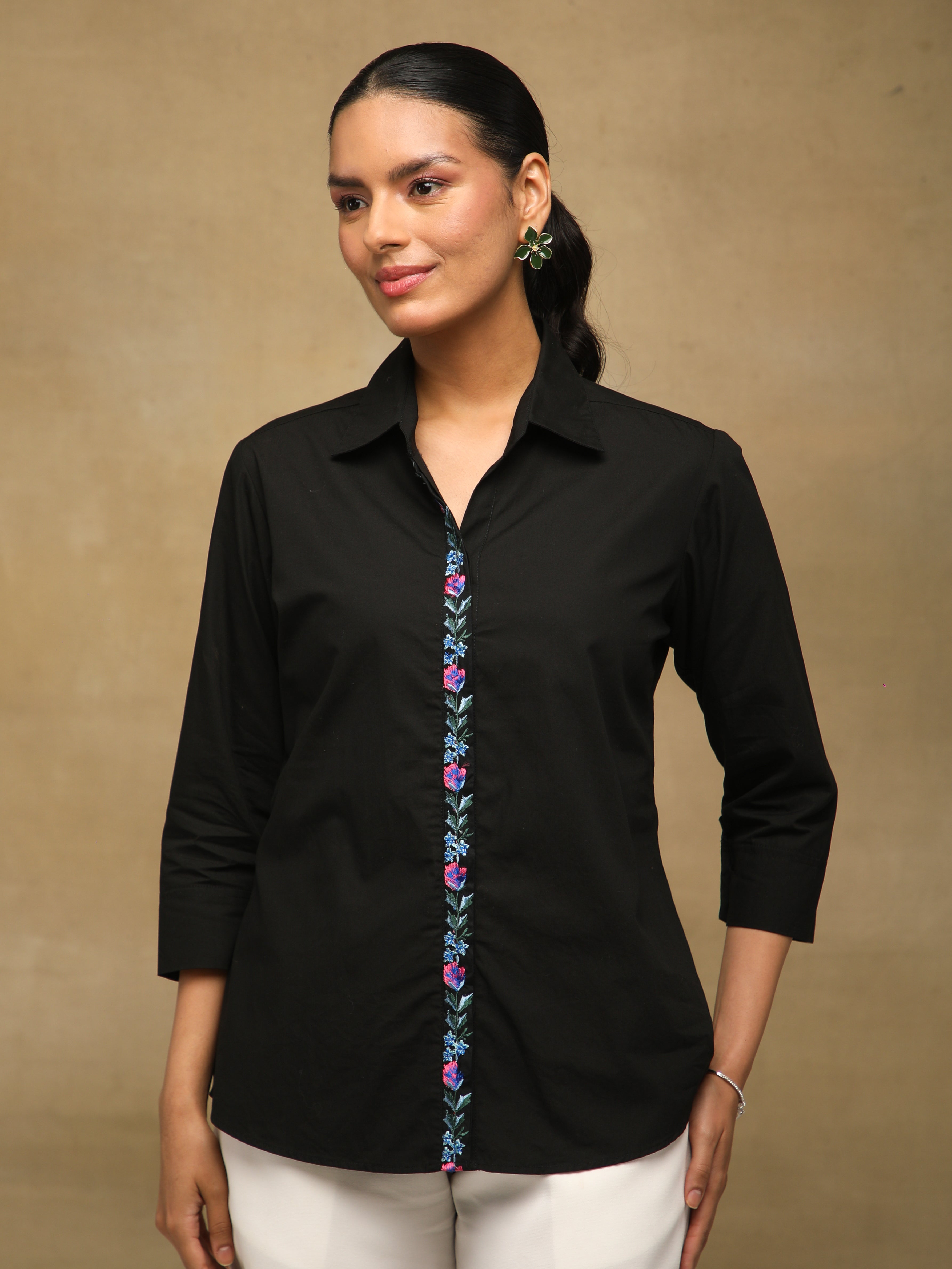 Coal Front-Back Embroidered Yoke Shirt