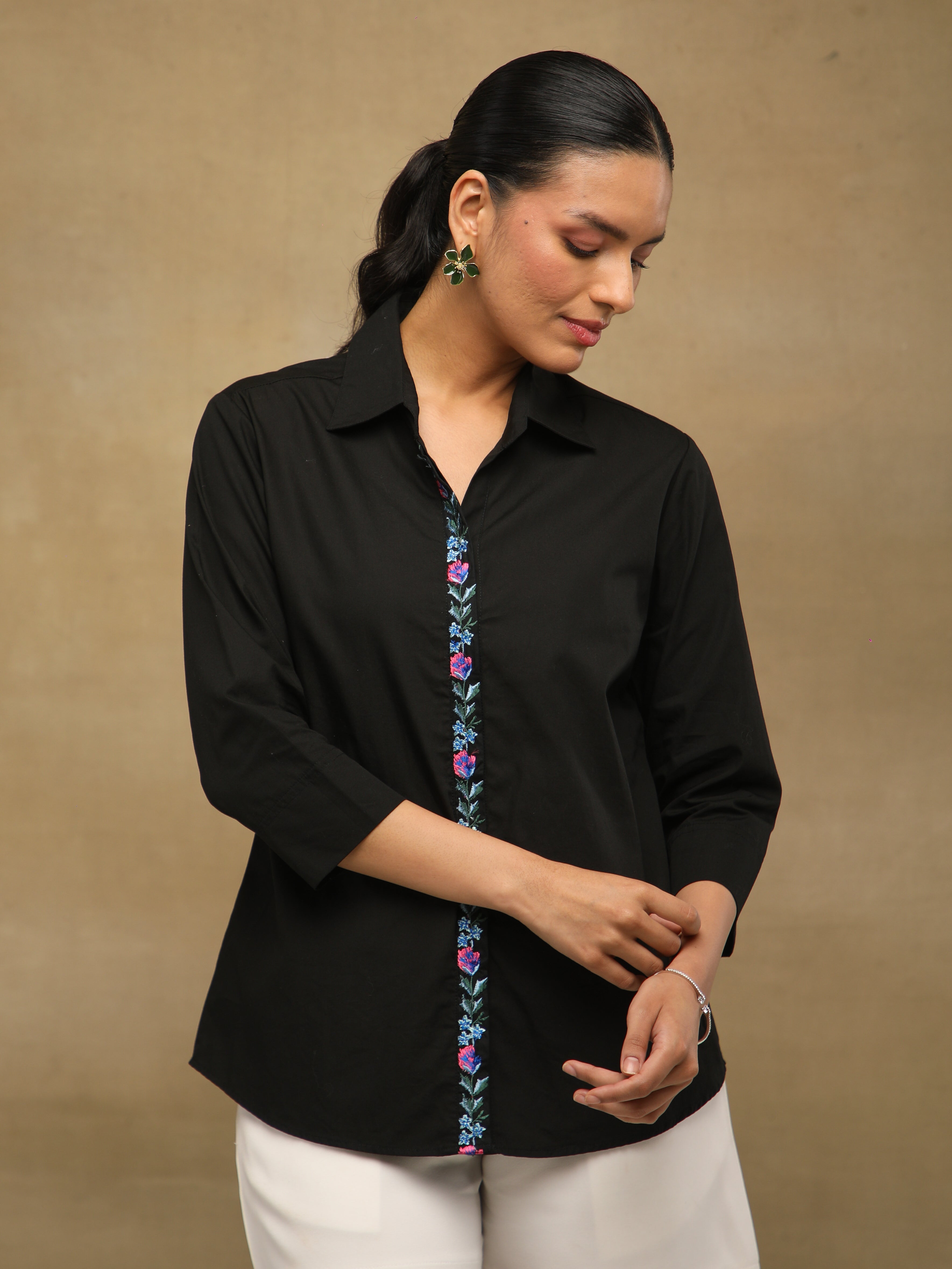 Coal Front-Back Embroidered Yoke Shirt