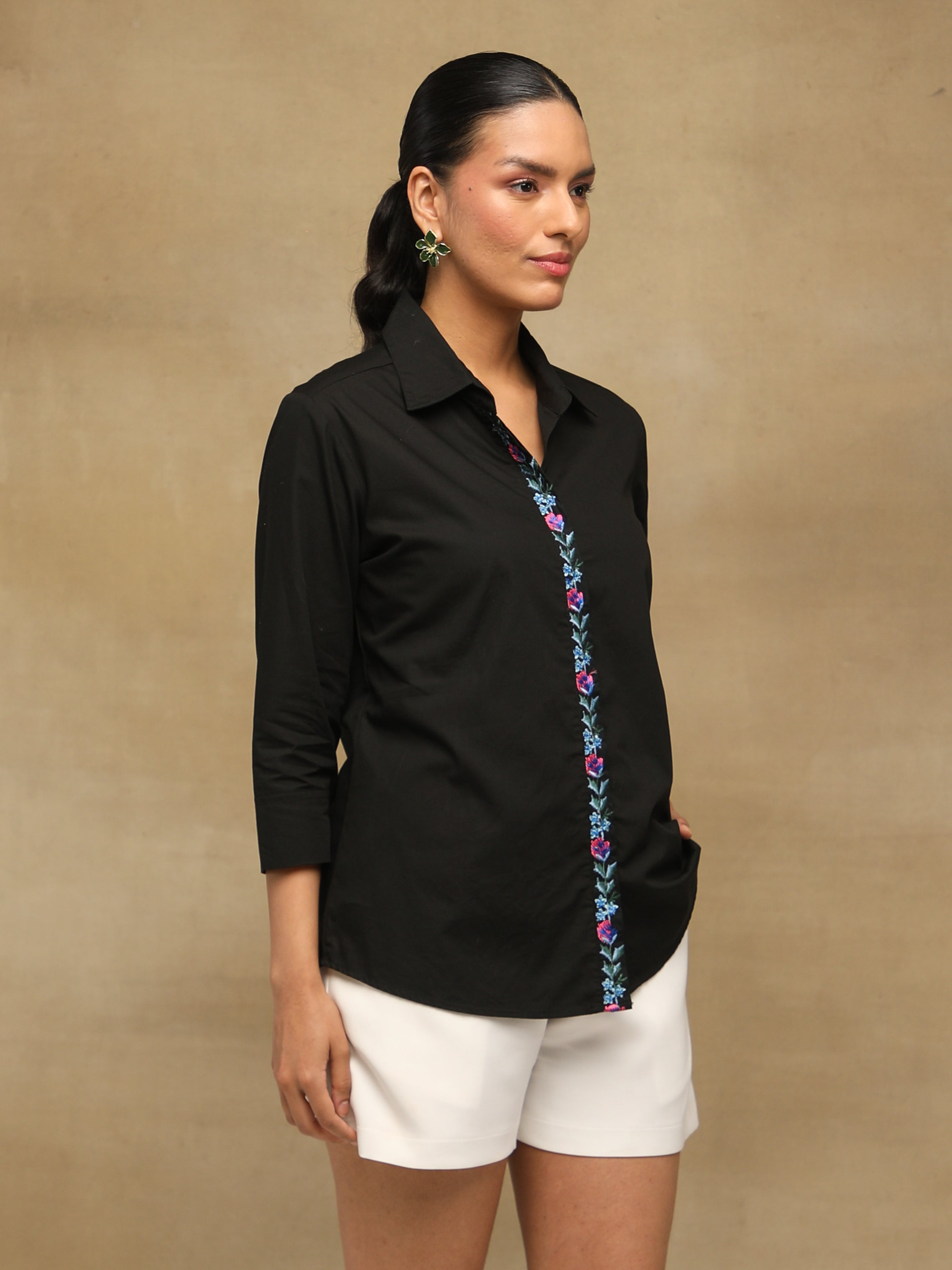 Coal Front-Back Embroidered Yoke Shirt
