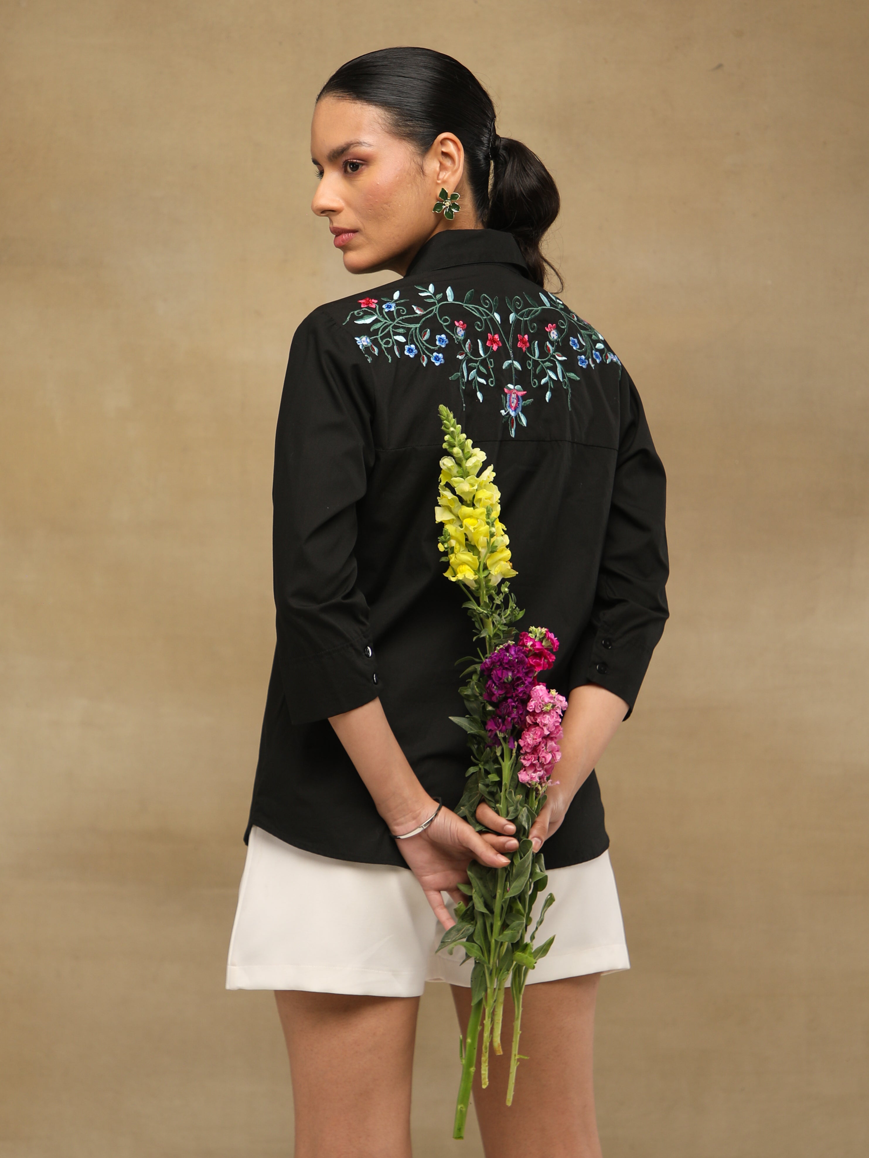 Coal Front-Back Embroidered Yoke Shirt