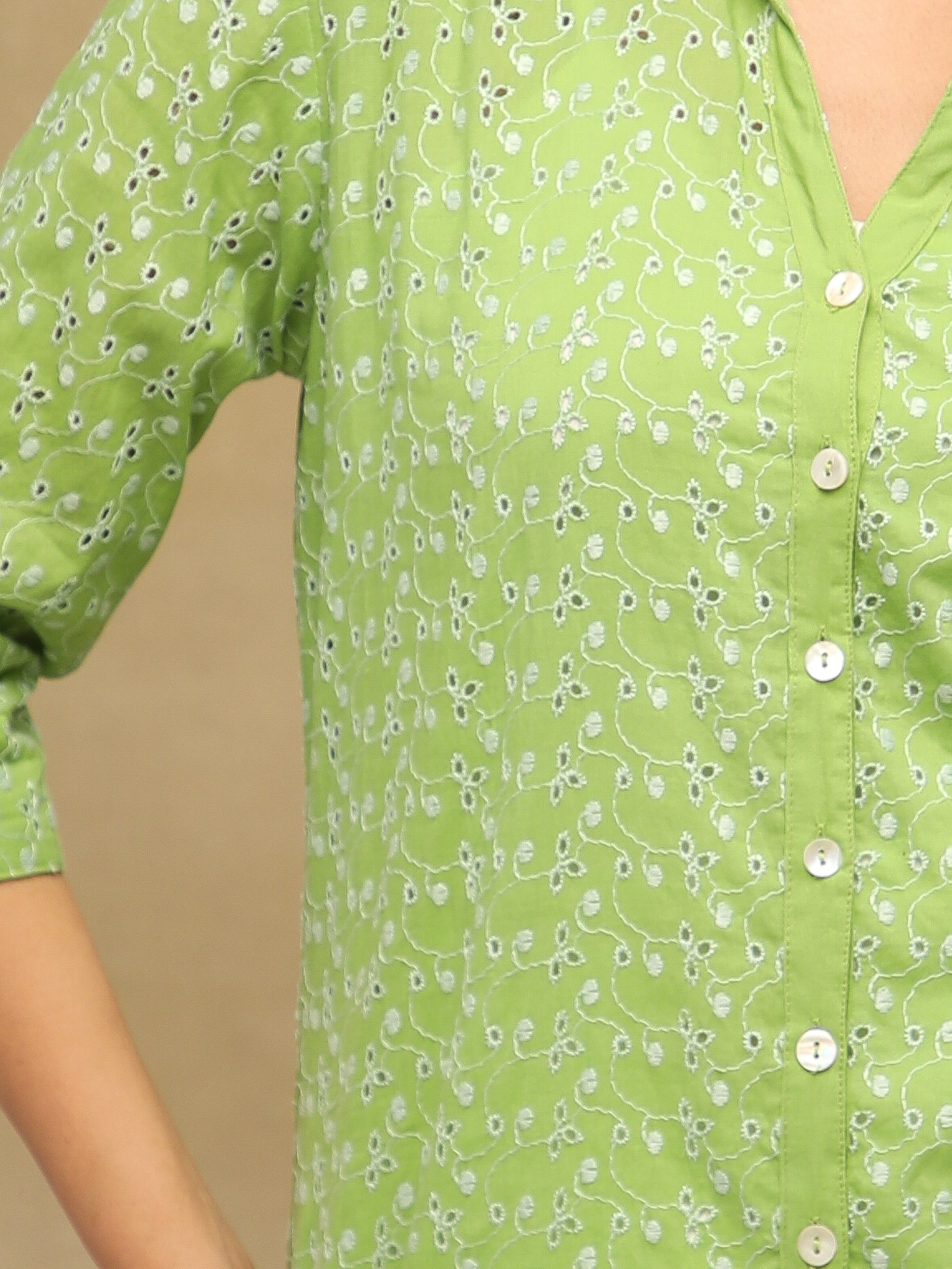 Apple Green Schiffli Shirt