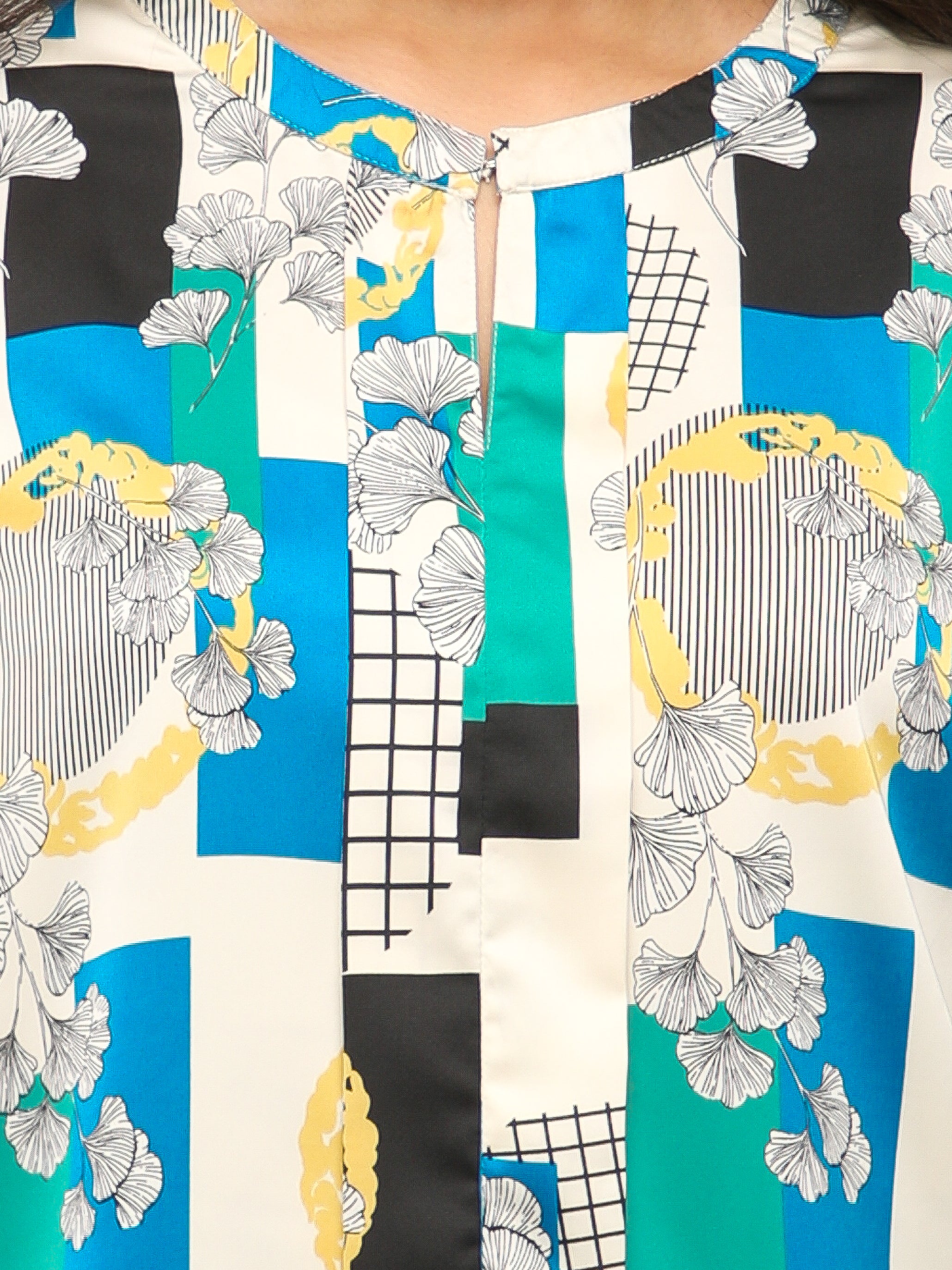 Blue Box Print Top