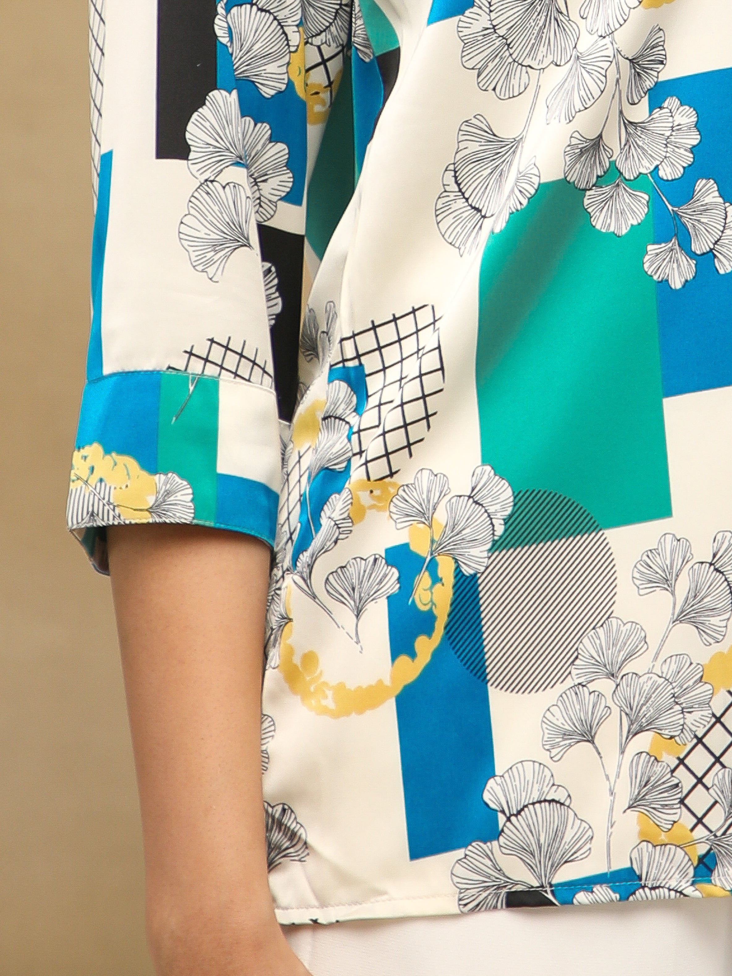 Blue Box Print Top