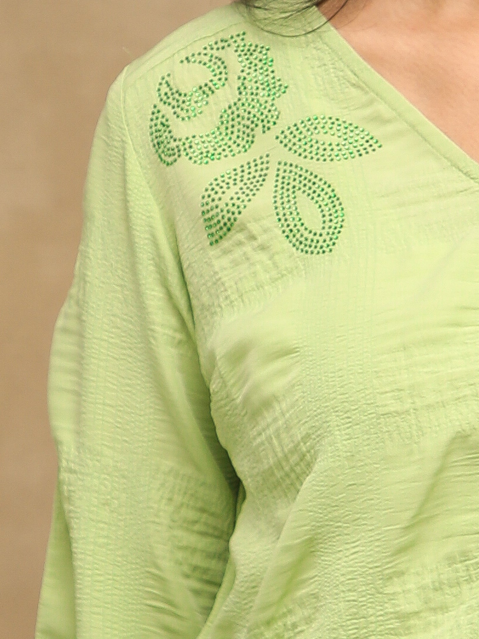 Textured Swarovski Green Top