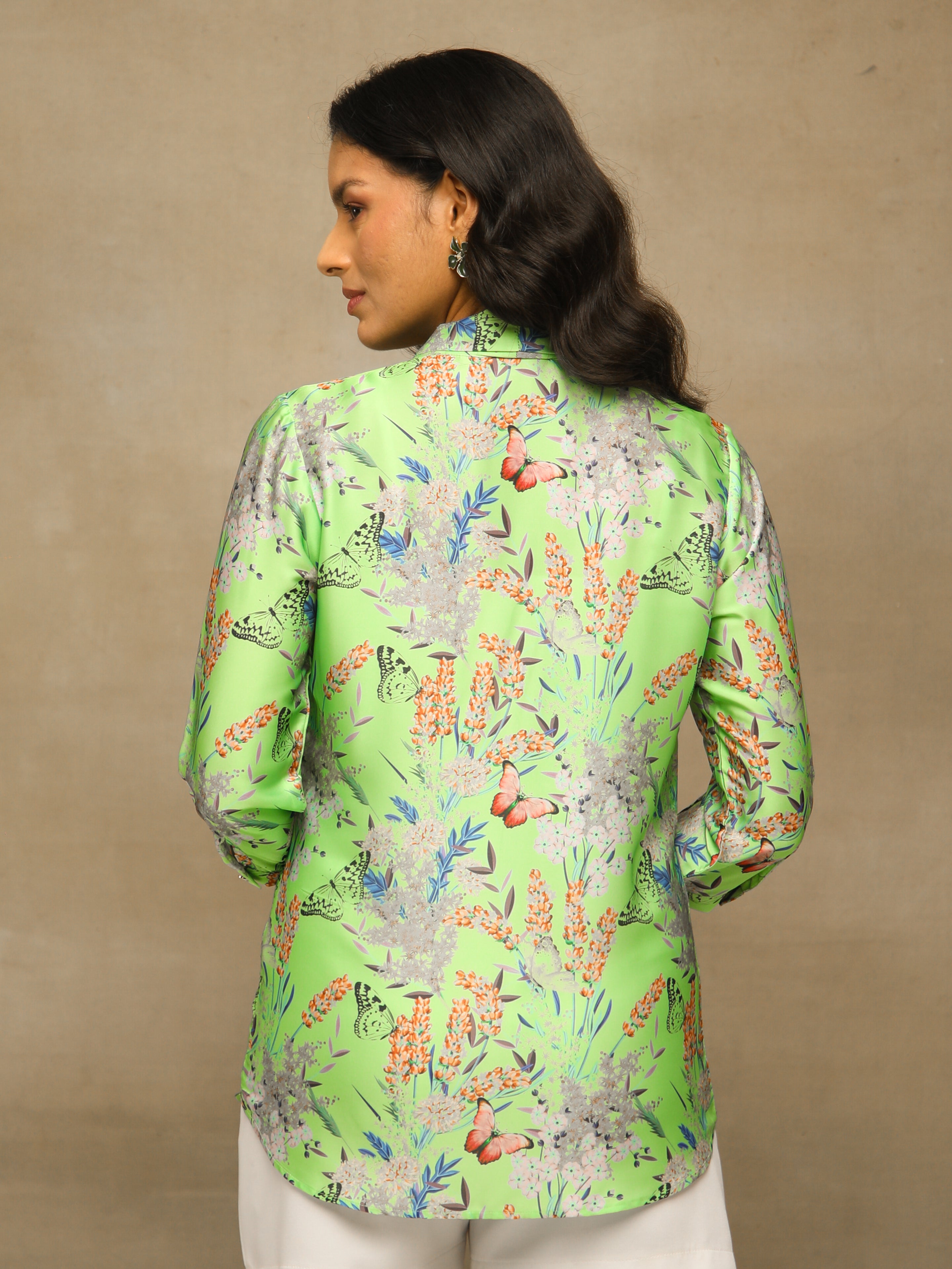 Botanical Tie-Neck Shirt