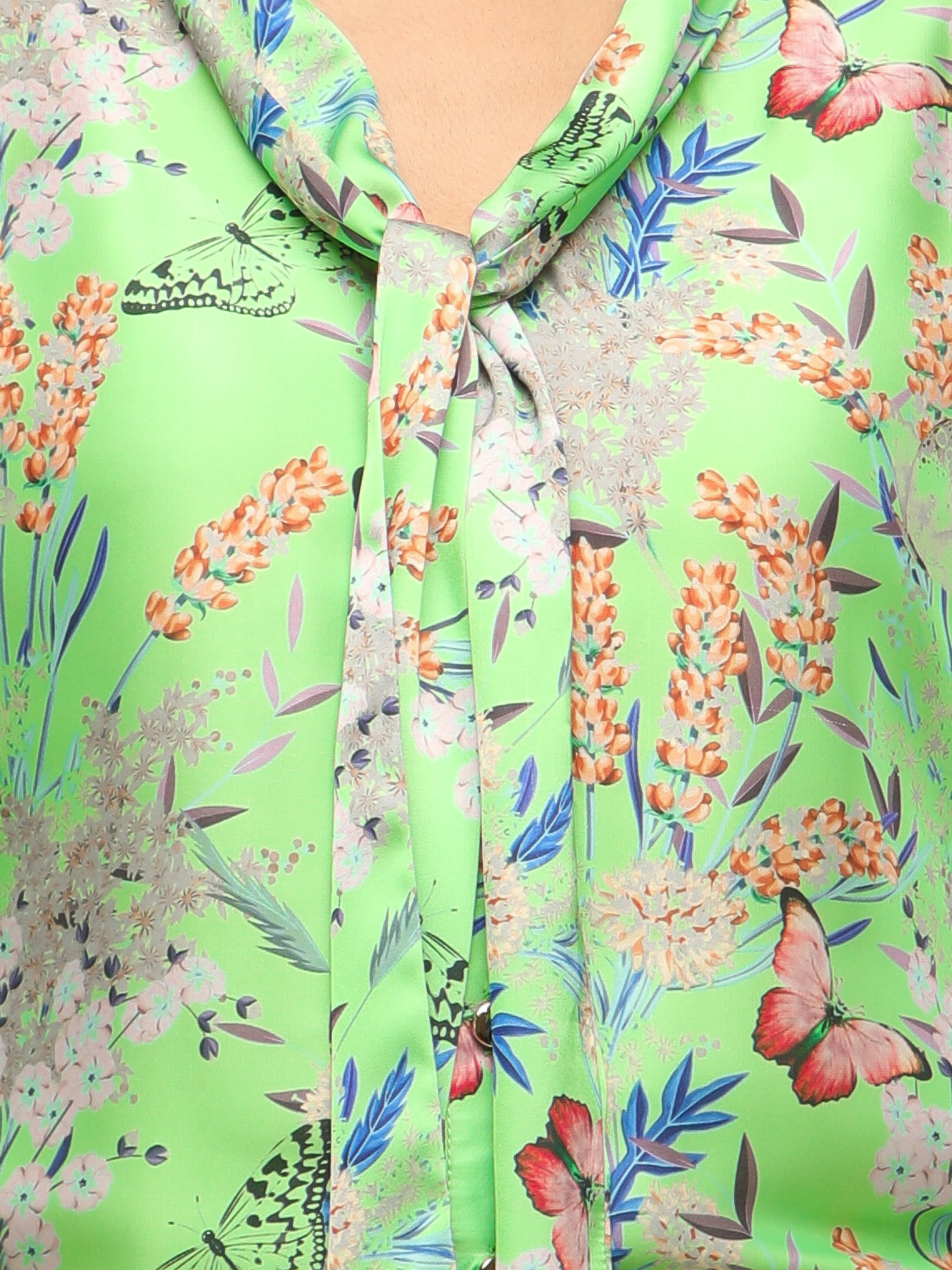 Botanical Tie-Neck Shirt