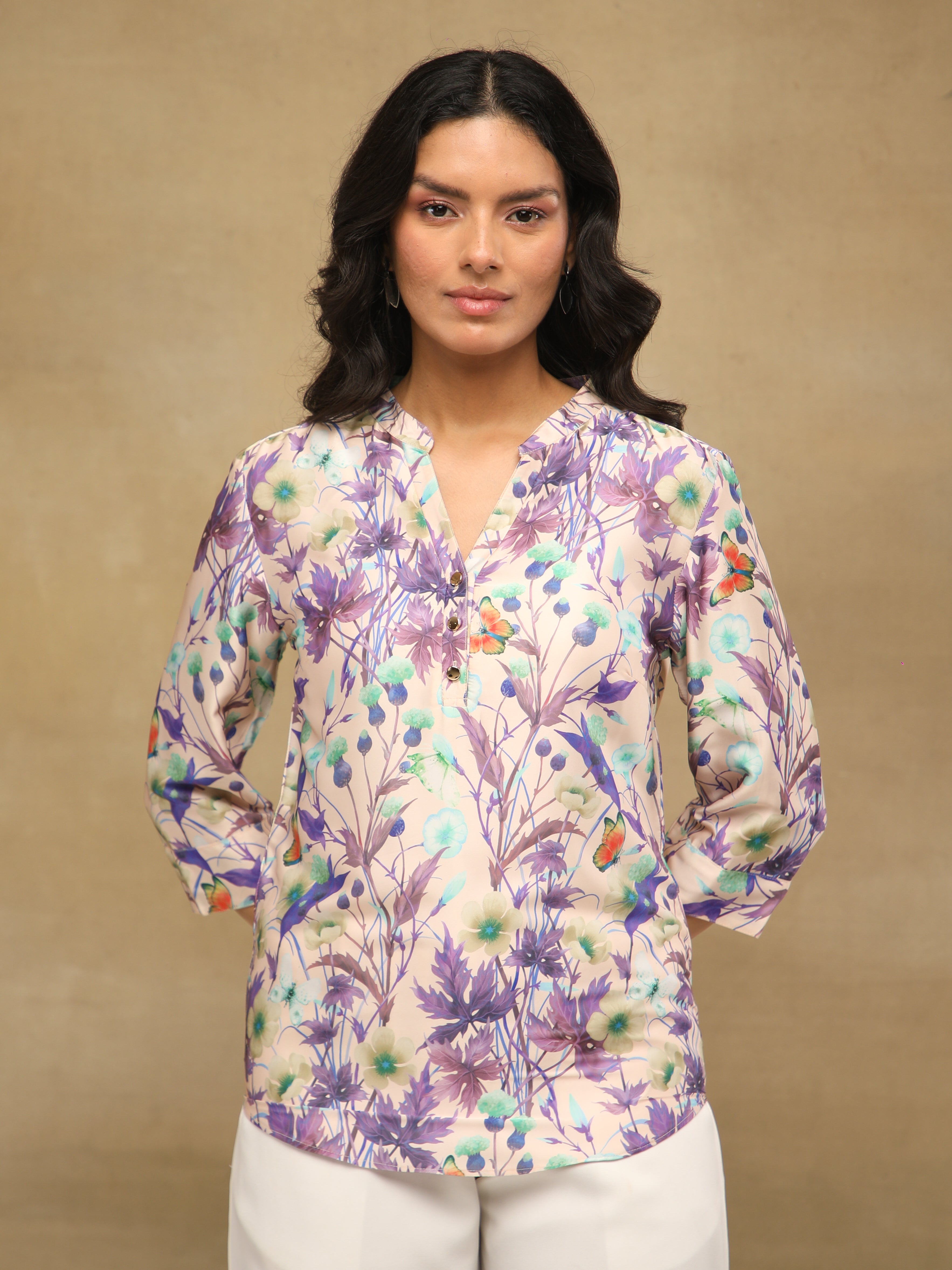 Chinar Satin Printed Top